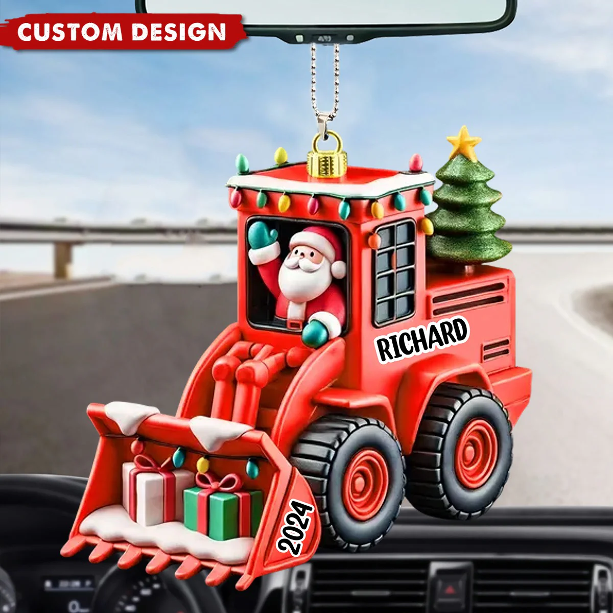 Excavator Construction Ornament - Personalized Christmas Gift For Grandkid - Image 2