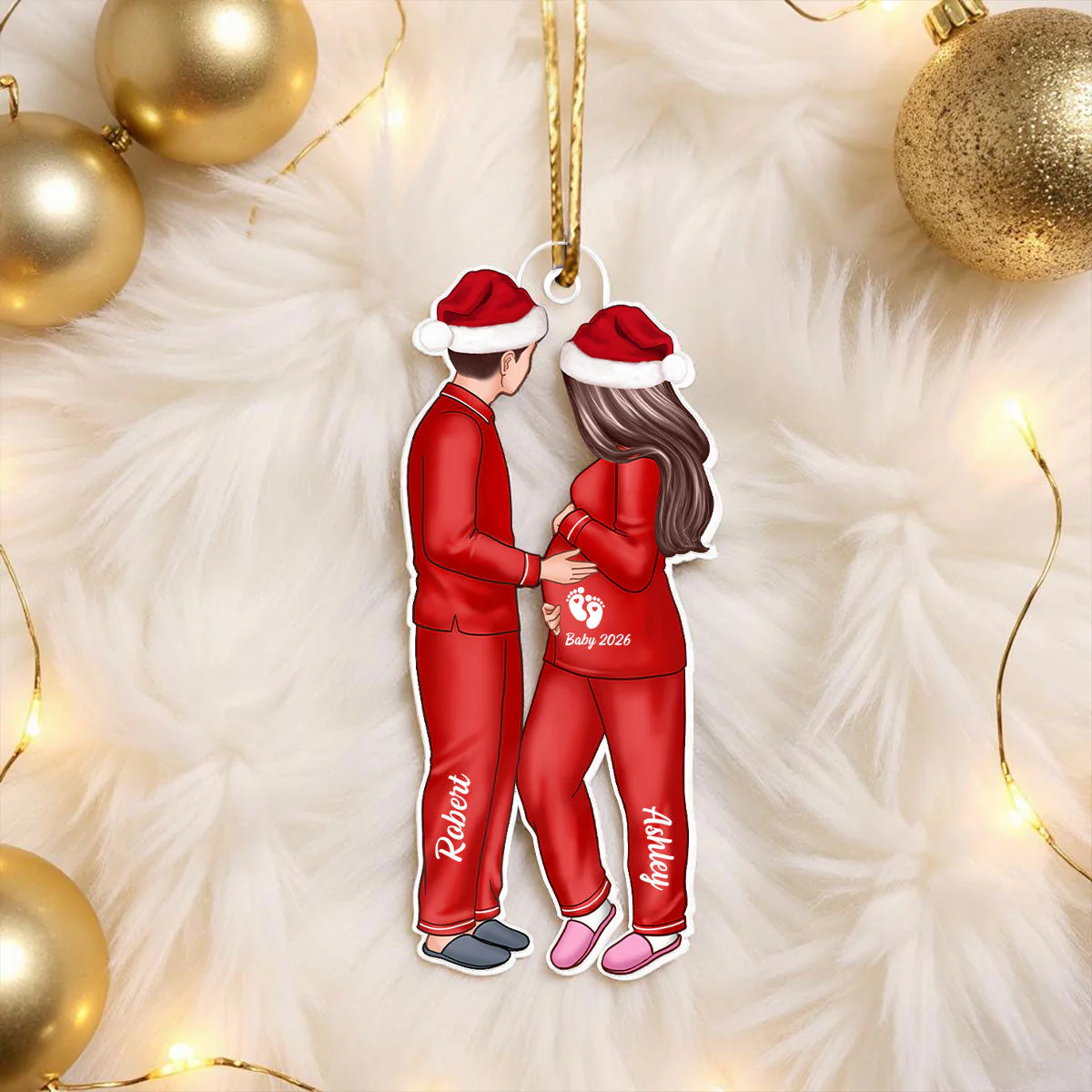 Expecting Parents Christmas Pregnancy Personalized Acrylic Ornament, Baby Arriving Ornament - Image 4