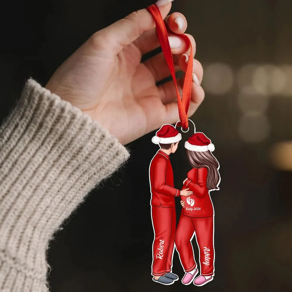 Expecting Parents Christmas Pregnancy Personalized Acrylic Ornament, Baby Arriving Ornament - Image 6