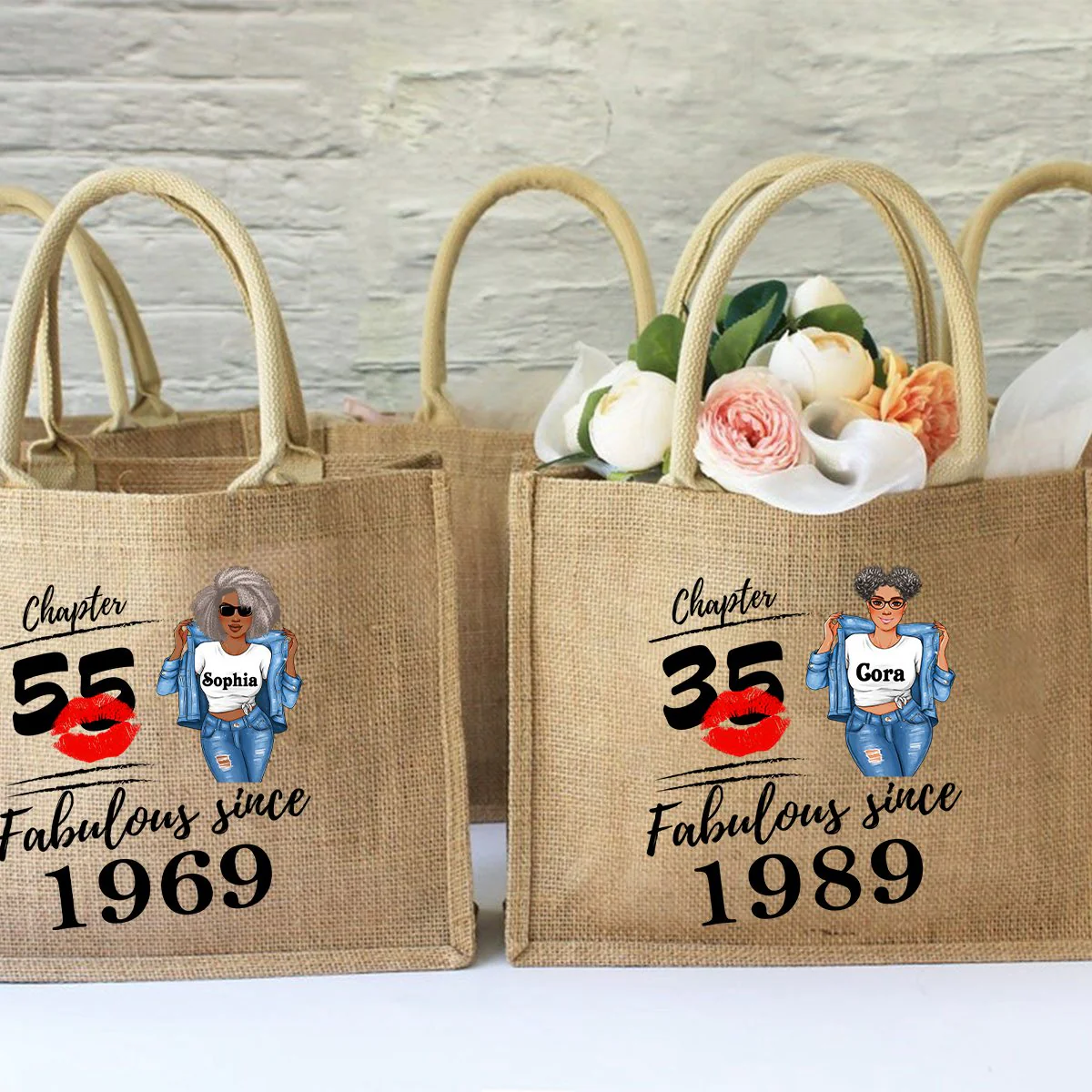 Fabulous Since - Personalized Jute Tote Bag - Birthday Loving Gift - Image 5