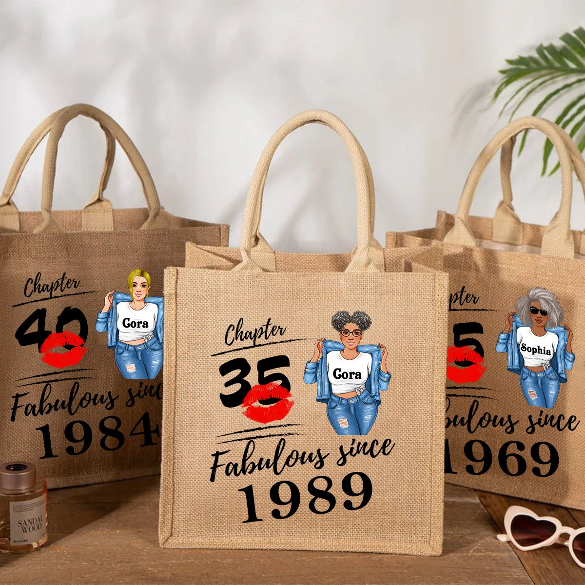 Fabulous Since - Personalized Jute Tote Bag - Birthday Loving Gift - Image 6