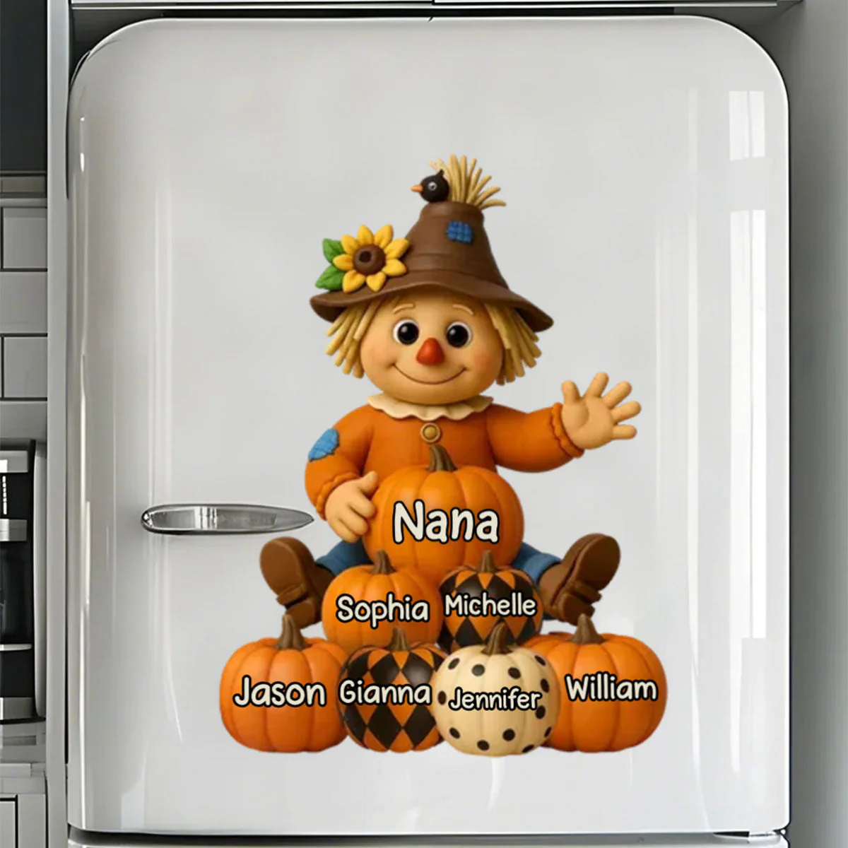 Fall Season Grandma Scarecrow Grandkids Pumpkins Personalized Decal - Image 3