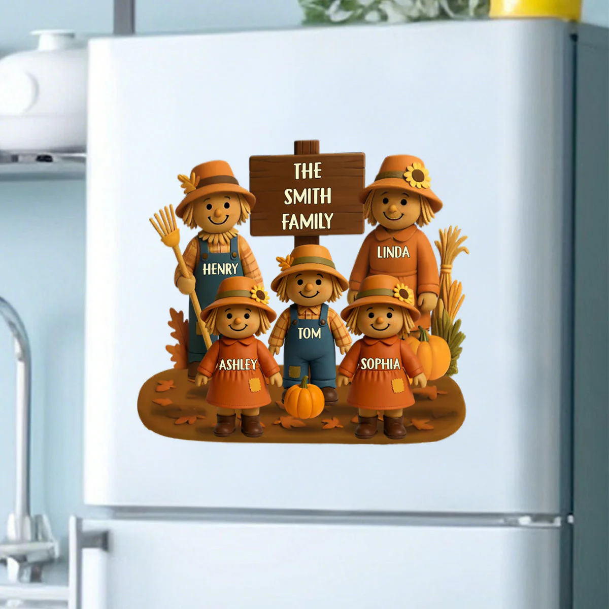 Fall Season Scarecrow Family Personalized Decal - Image 2