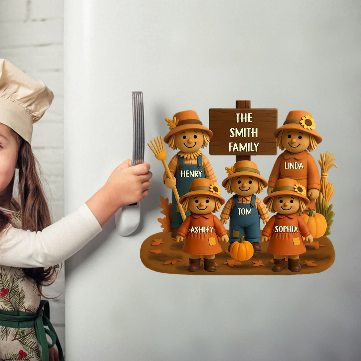 Fall Season Scarecrow Family Personalized Decal - Image 4