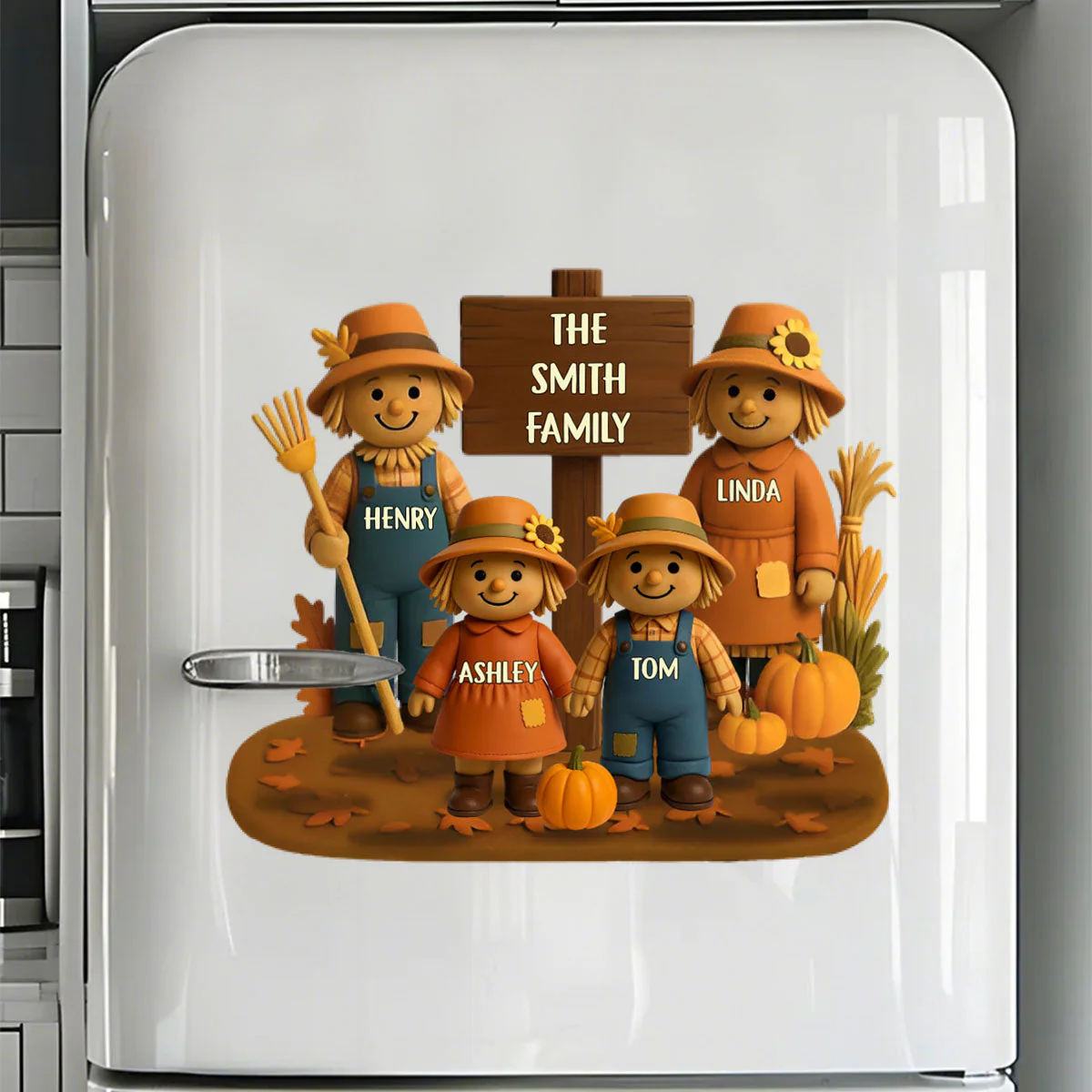 Fall Season Scarecrow Family Personalized Decal - Image 5