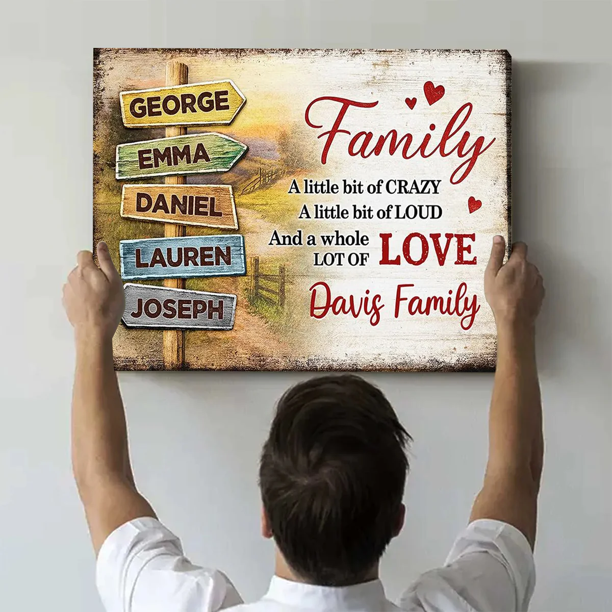 Family A Little Bit Crazy, A Whole Lot of Love - Personalized Canvas Poster Sentimental & Timeless Gift for Parents, Grandparents - Image 4
