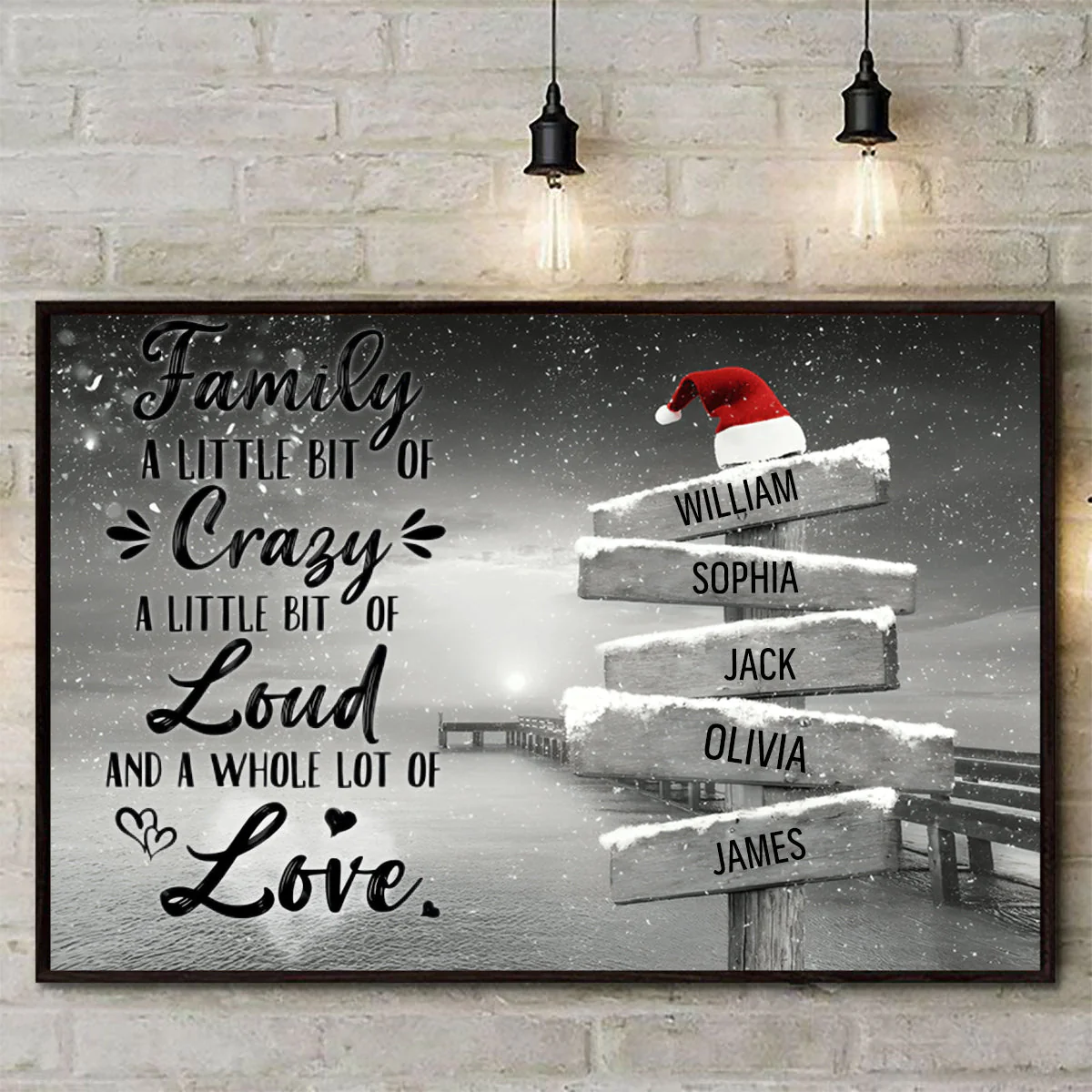Family A Little Bit Of Crazy Personalized Family Christmas Poster - Image 2