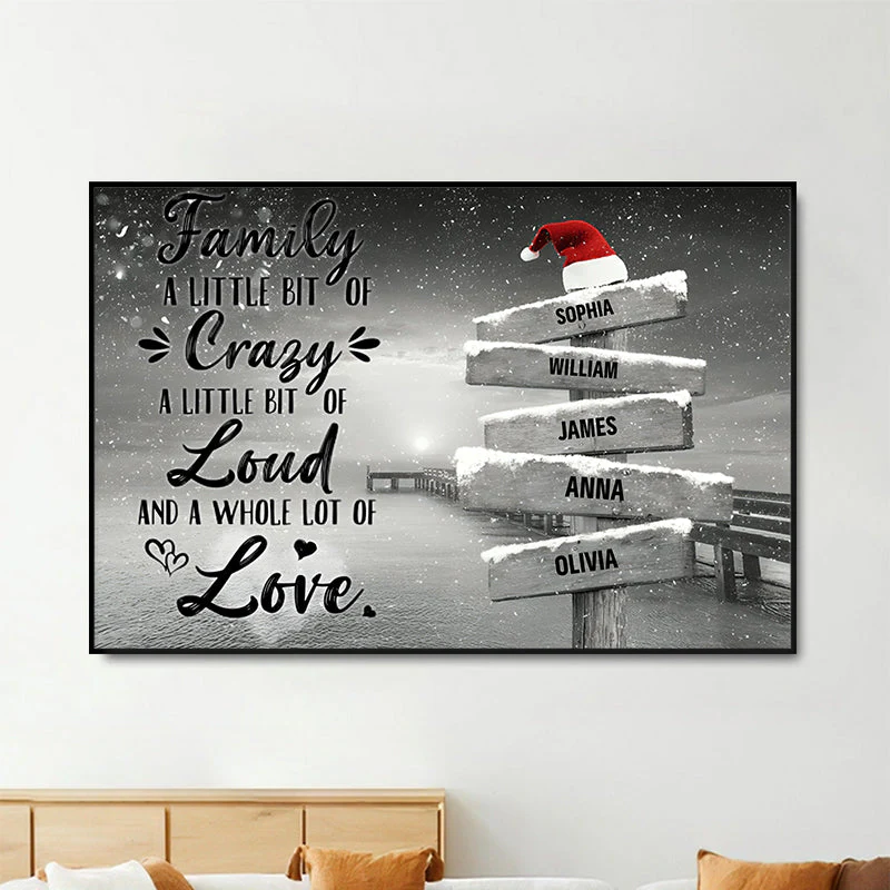 Family A Little Bit Of Crazy Personalized Family Christmas Poster - Image 3