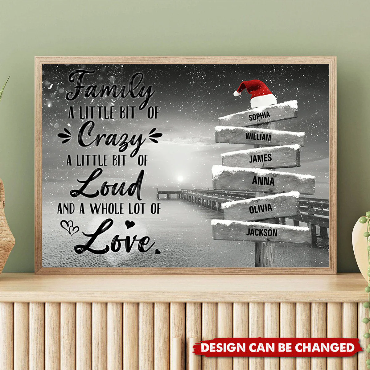 Family A Little Bit Of Crazy Personalized Family Christmas Poster - Image 4