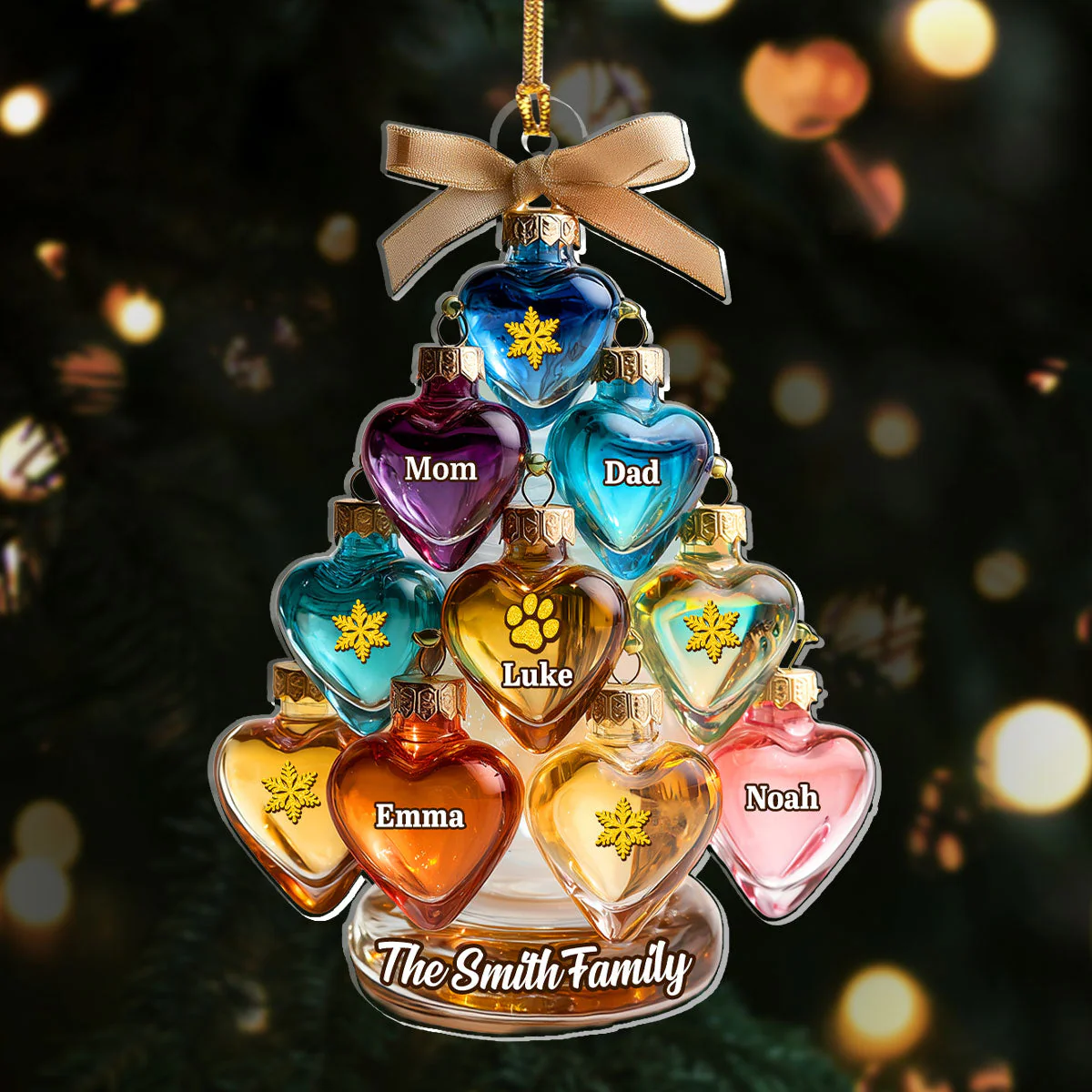 Family Christmas Tree - Personalized Acrylic Ornament - Image 2