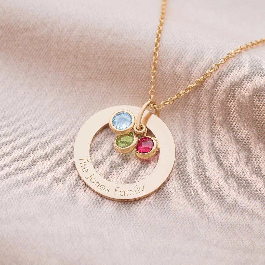 Family Eternal Ring and Birthstone Personalized Necklace - Image 3