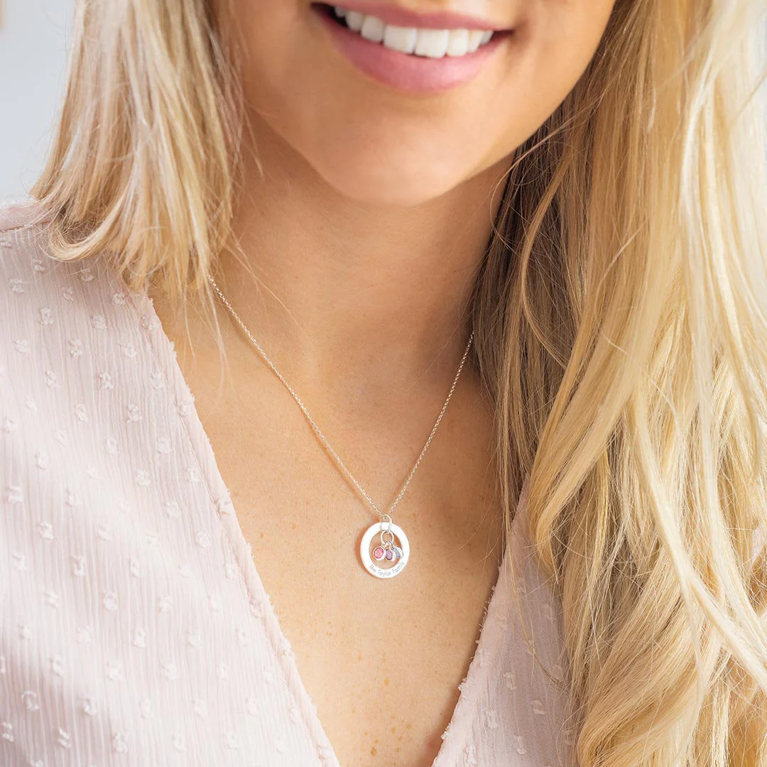 Family Eternal Ring and Birthstone Personalized Necklace - Image 4