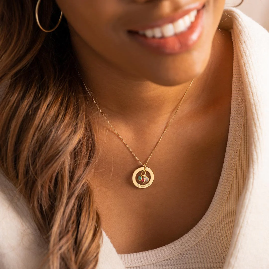 Family Eternal Ring and Birthstone Personalized Necklace - Image 5