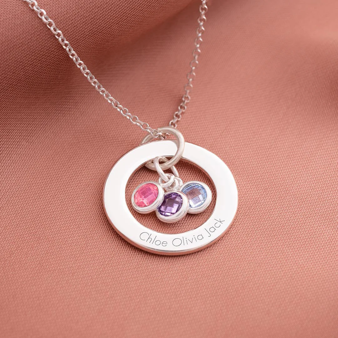Family Eternal Ring and Birthstone Personalized Necklace - Image 6