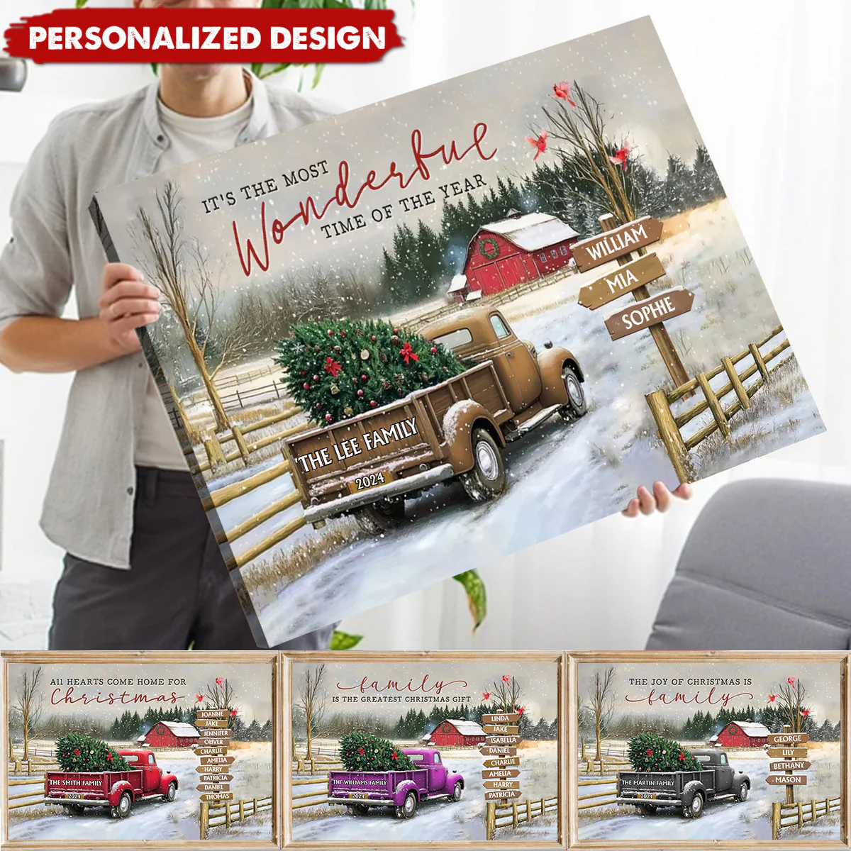 Family Farm - Personalized Family Christmas Truck Poster - Image 2