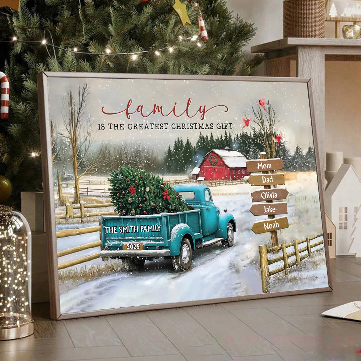 Family Farm - Personalized Family Christmas Truck Poster - Image 8