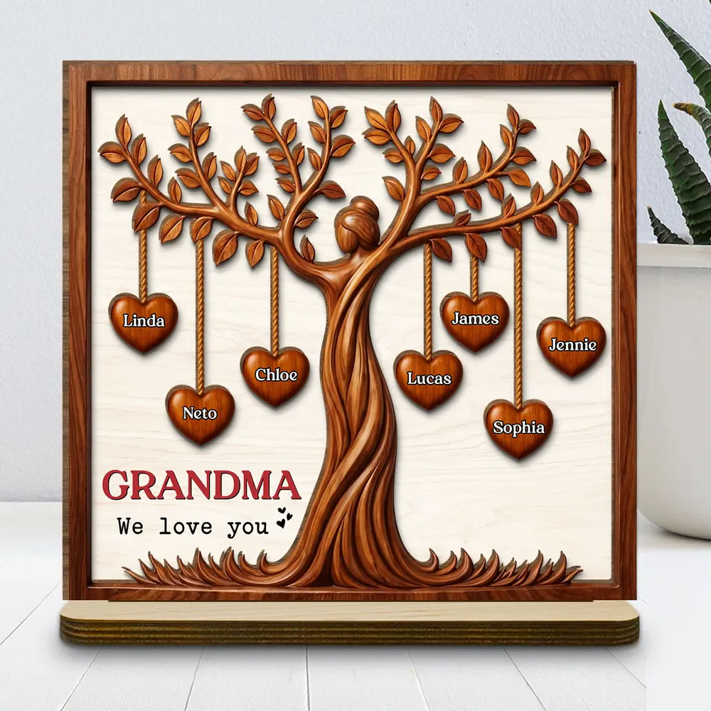 Family Hearts Tree - Personalized Wood Plaque - Mother's day Gift for Grandma Mom - Image 5
