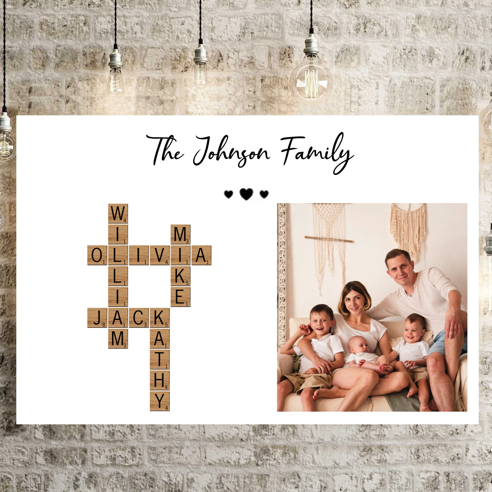 Family Home Crossword Upload Photo Personalized Canvas/Poster - Image 3