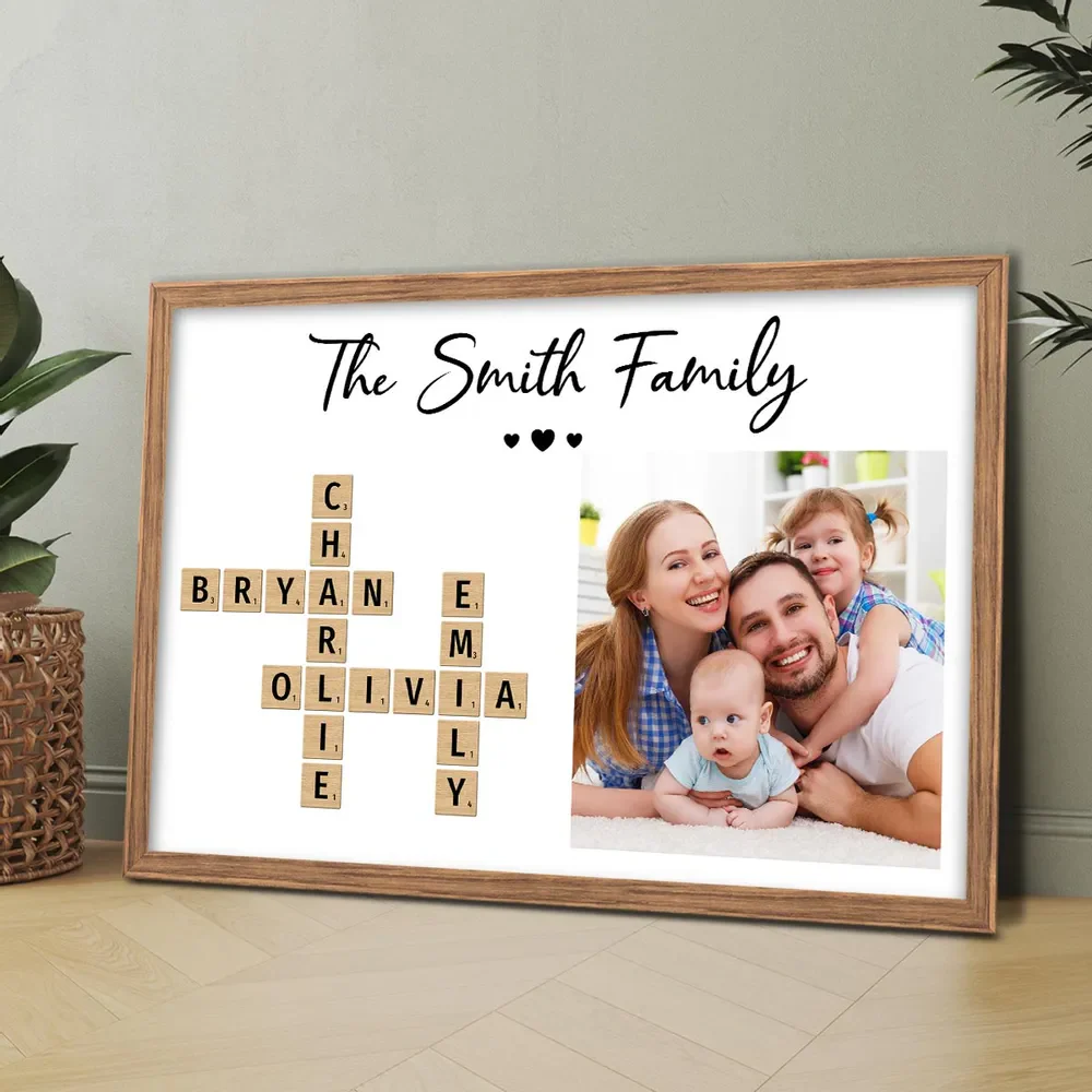 Family Home Crossword Upload Photo Personalized Canvas/Poster - Image 4