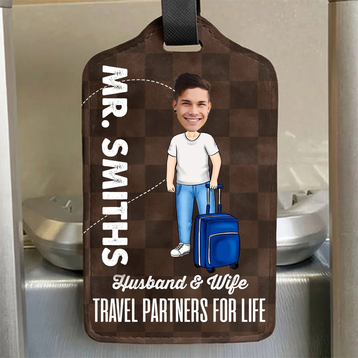 Family - Husband & Wife Travel Partners For Life - Personalized Luggage Tag - Image 2