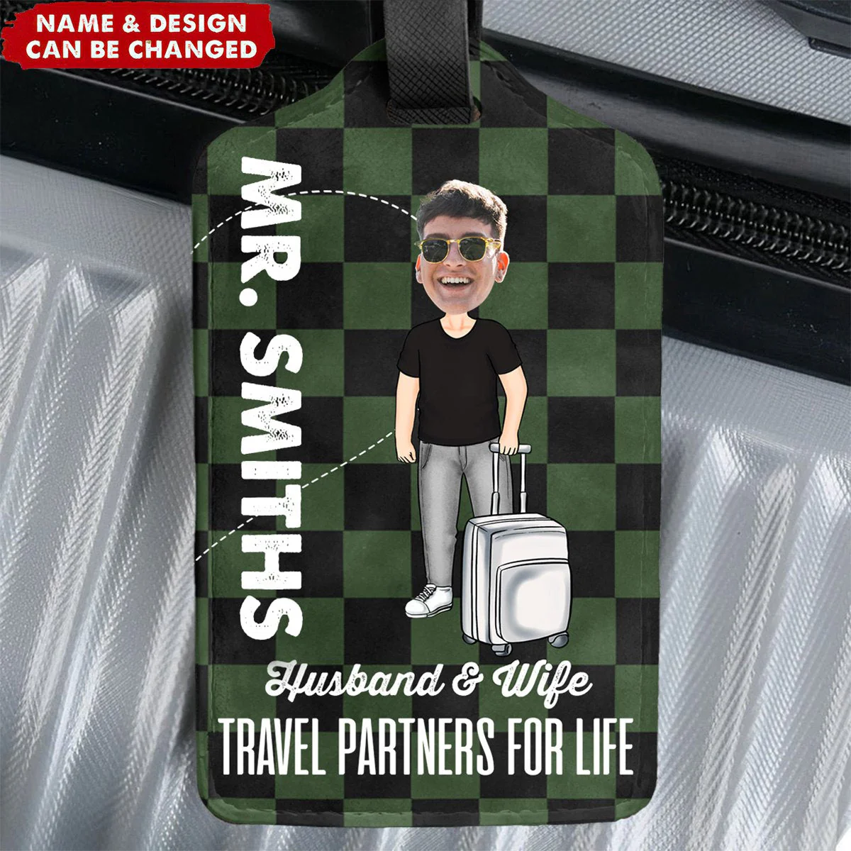Family - Husband & Wife Travel Partners For Life - Personalized Luggage Tag - Image 3