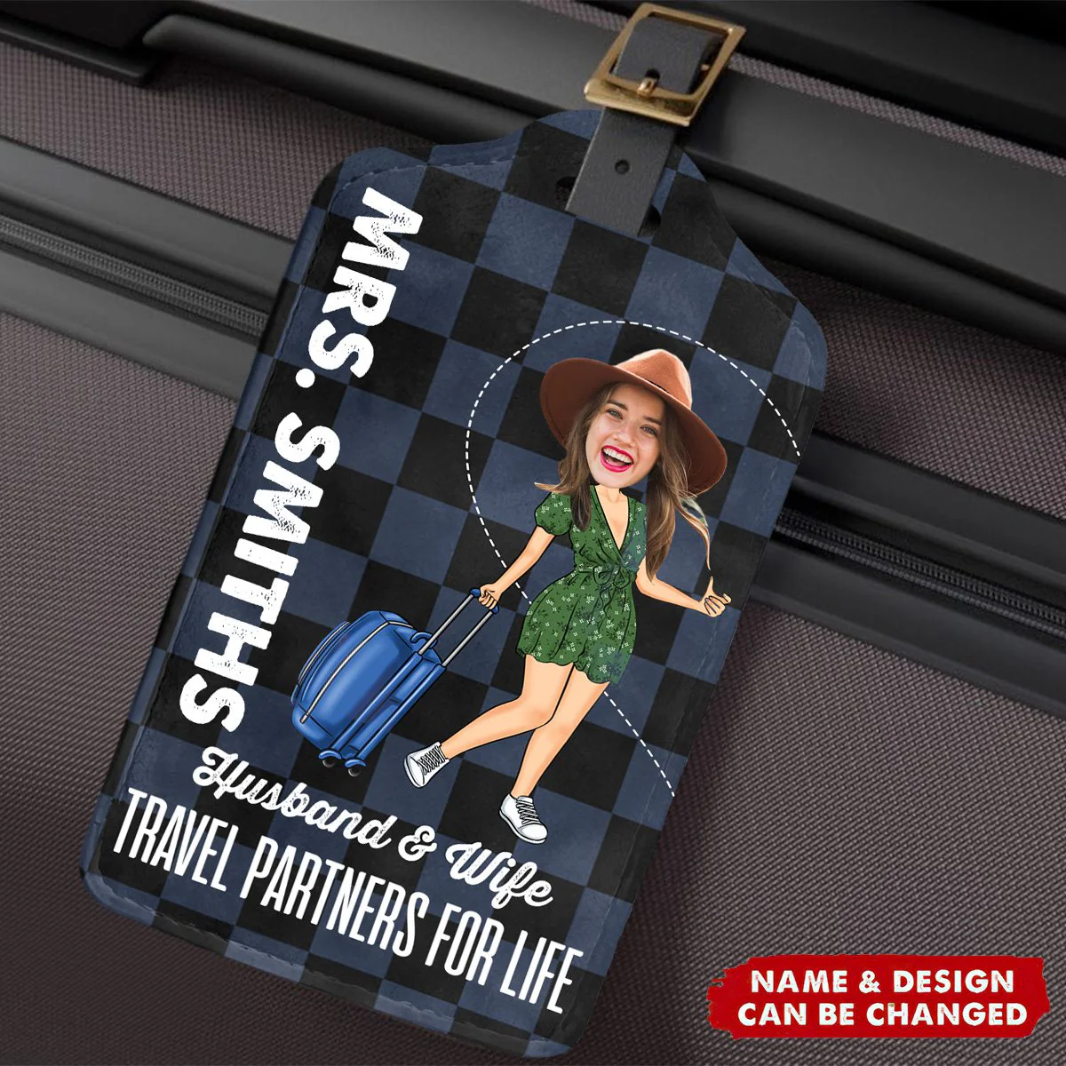 Family - Husband & Wife Travel Partners For Life - Personalized Luggage Tag - Image 5
