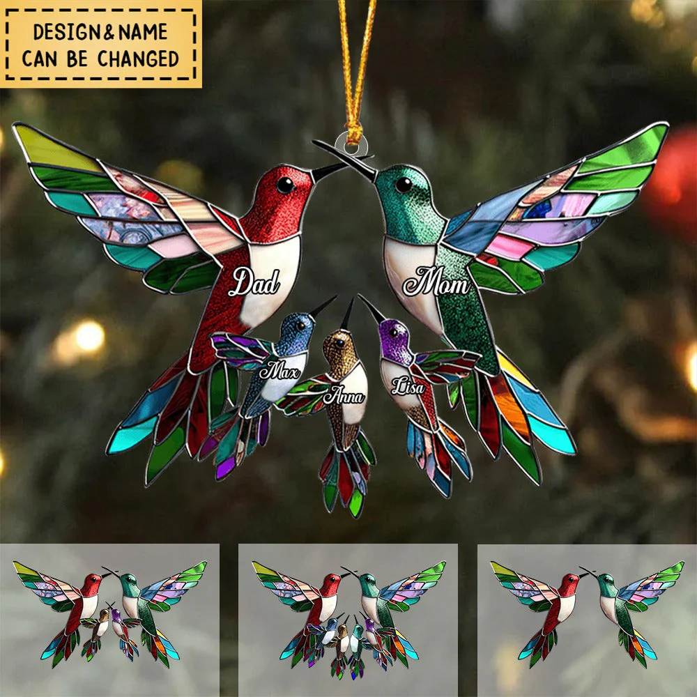 Family Members Christmas Hummingbird Together Personalized Acrylic Ornament - Image 2