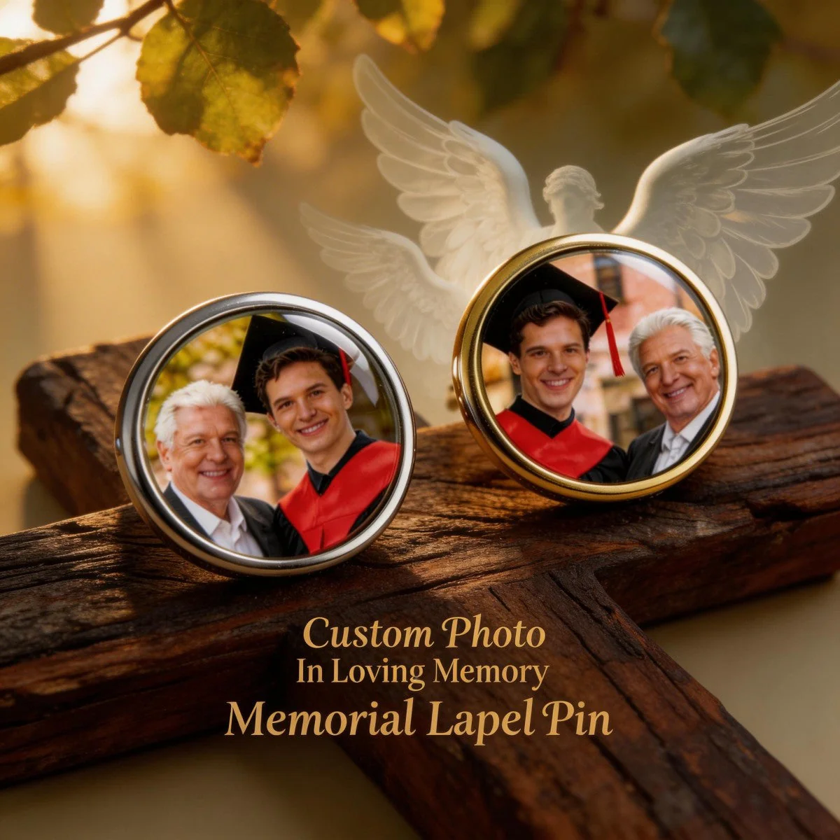 Family Memorial Gifts Custom Photo In Loving Memory Memorial Lapel Pin - Gift for Graduation Day