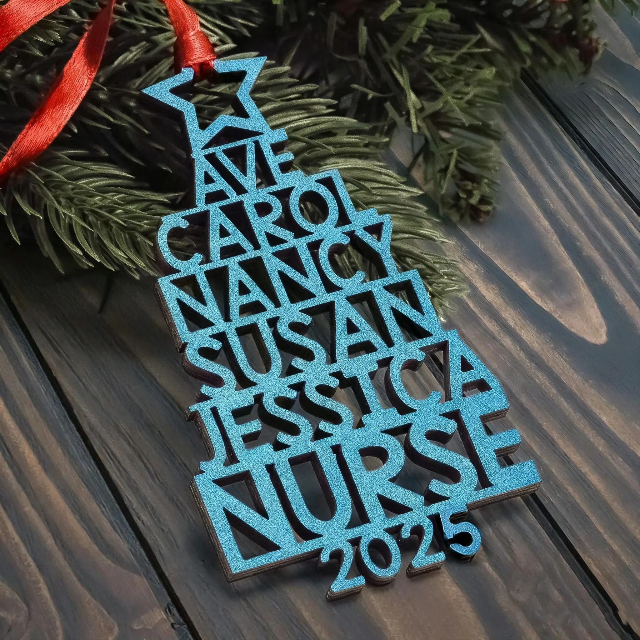Family Names 2025 Christmas Tree Ornament Personalized Family Ornament - Image 2