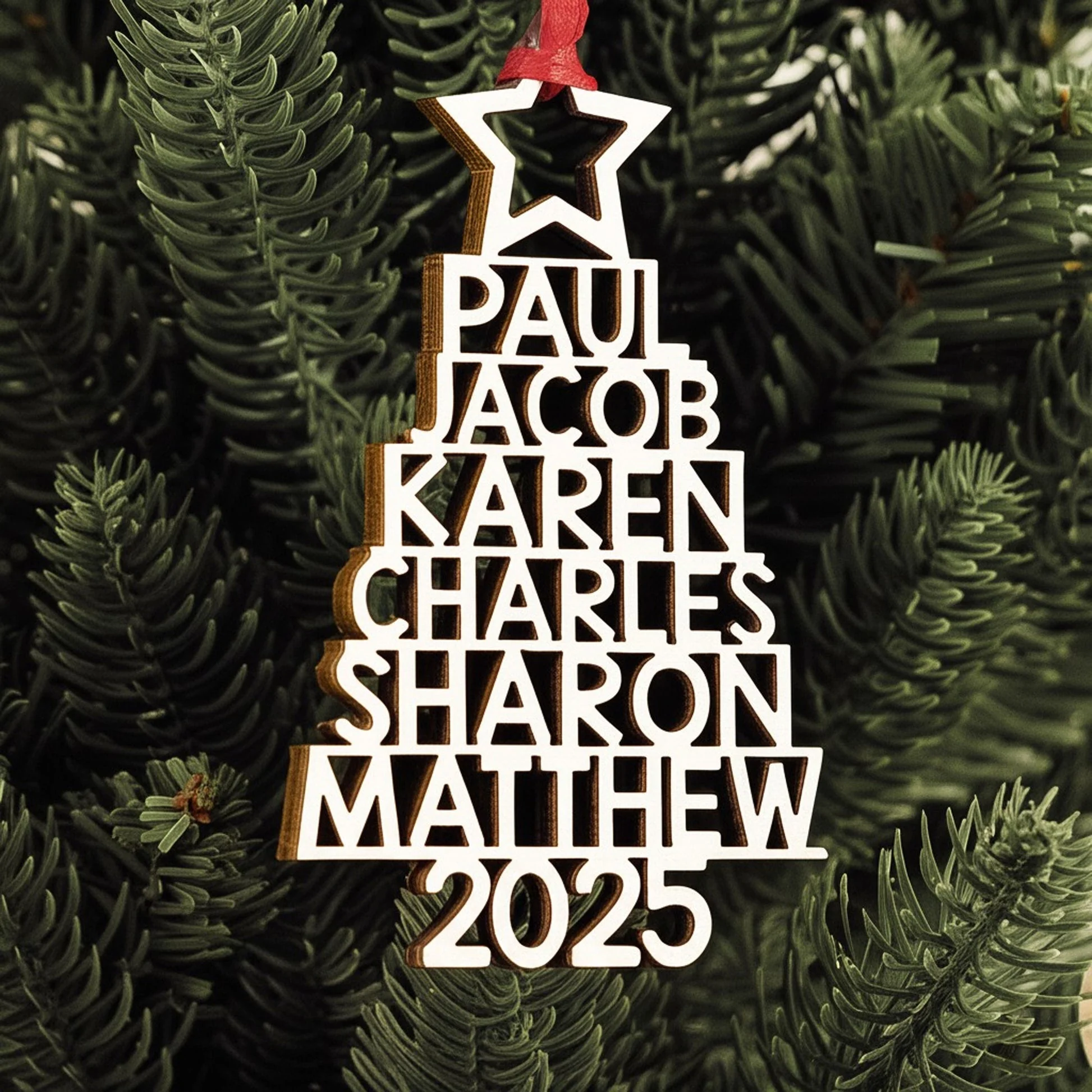 Family Names 2025 Christmas Tree Ornament Personalized Family Ornament - Image 3