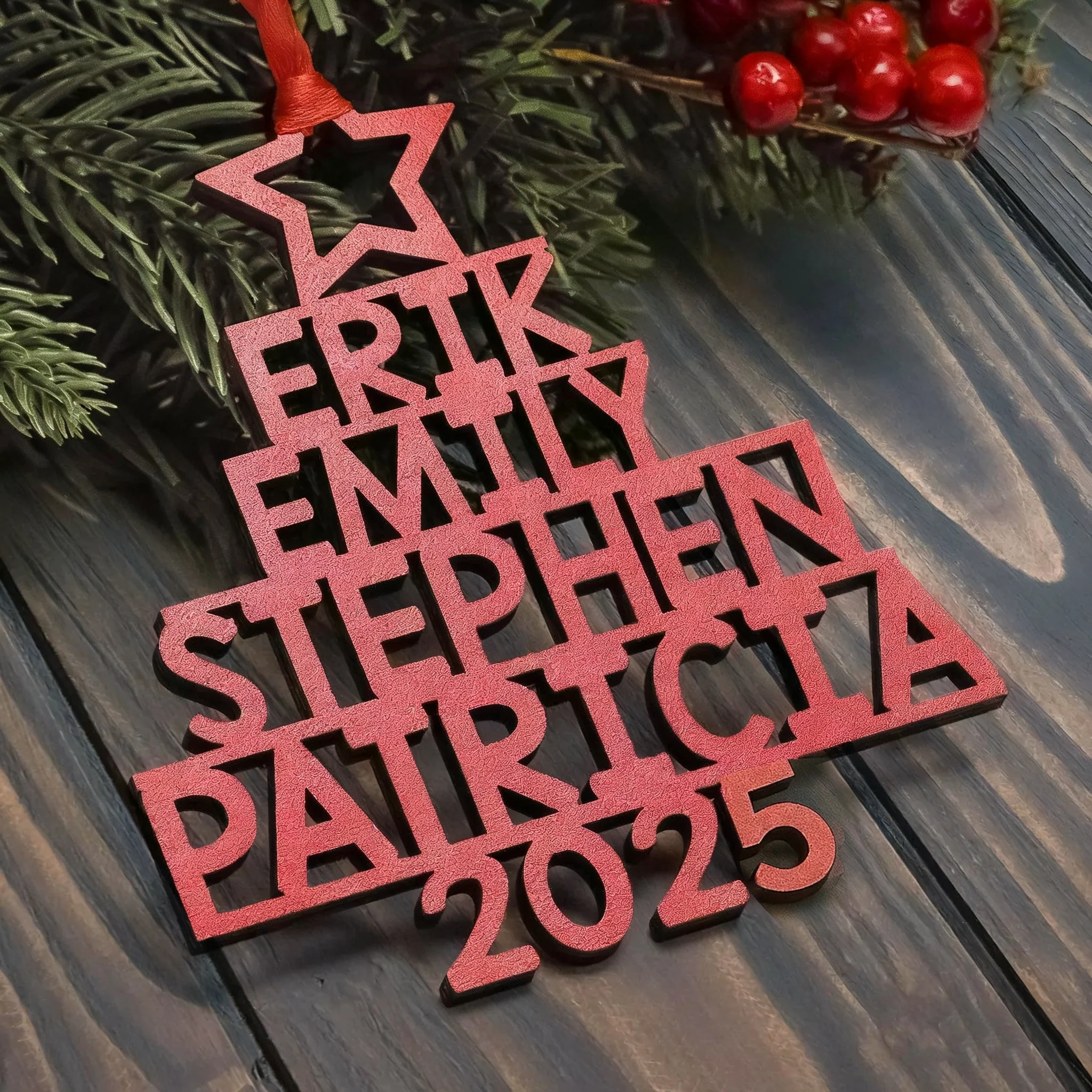 Family Names 2025 Christmas Tree Ornament Personalized Family Ornament - Image 4
