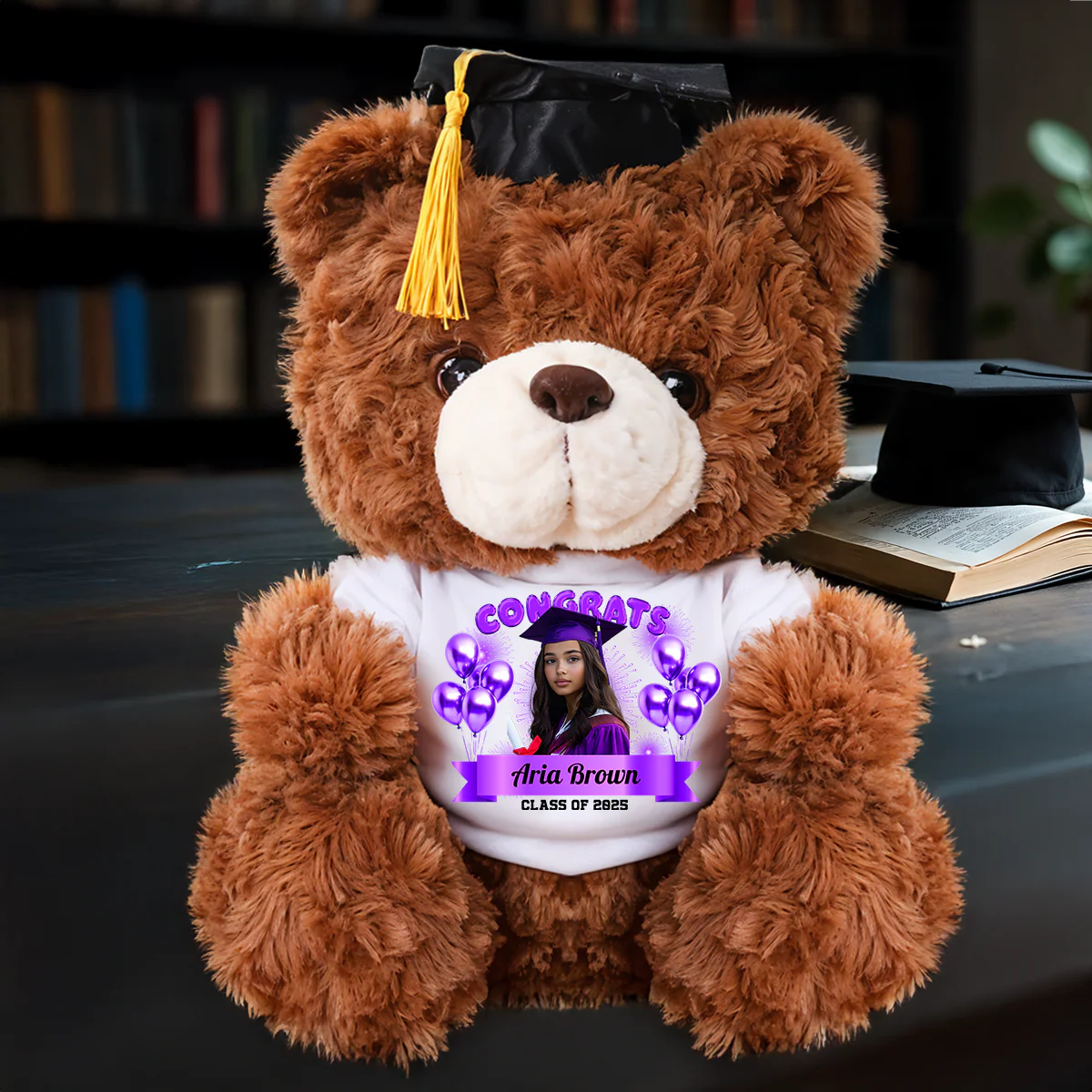 Family Personalized Custom Graduation Litter Bear Plush - Graduate Bear With Cap - Image 2