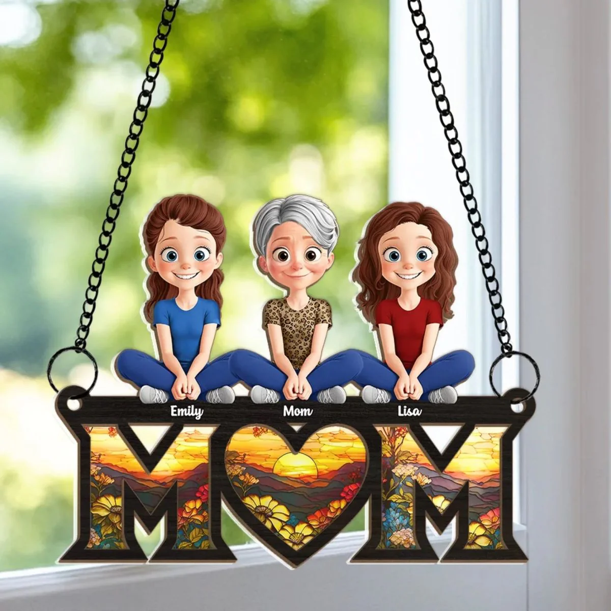 Family Personalized Window Hanging Suncatcher Ornament - Mother's Day, Gift For Mom, Grandma - Image 2