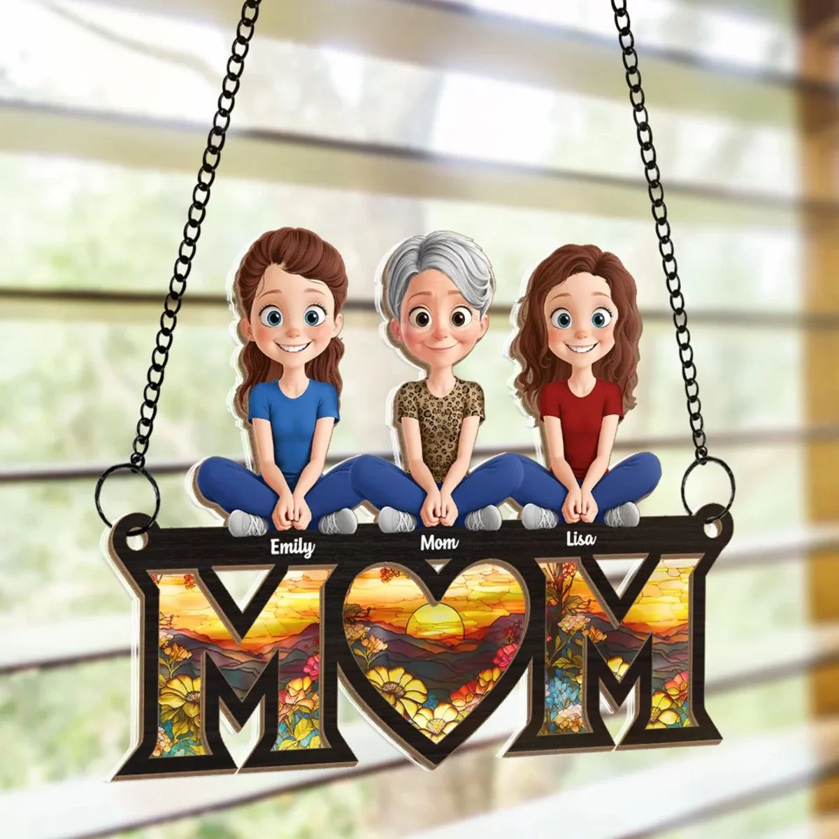 Family Personalized Window Hanging Suncatcher Ornament - Mother's Day, Gift For Mom, Grandma - Image 4