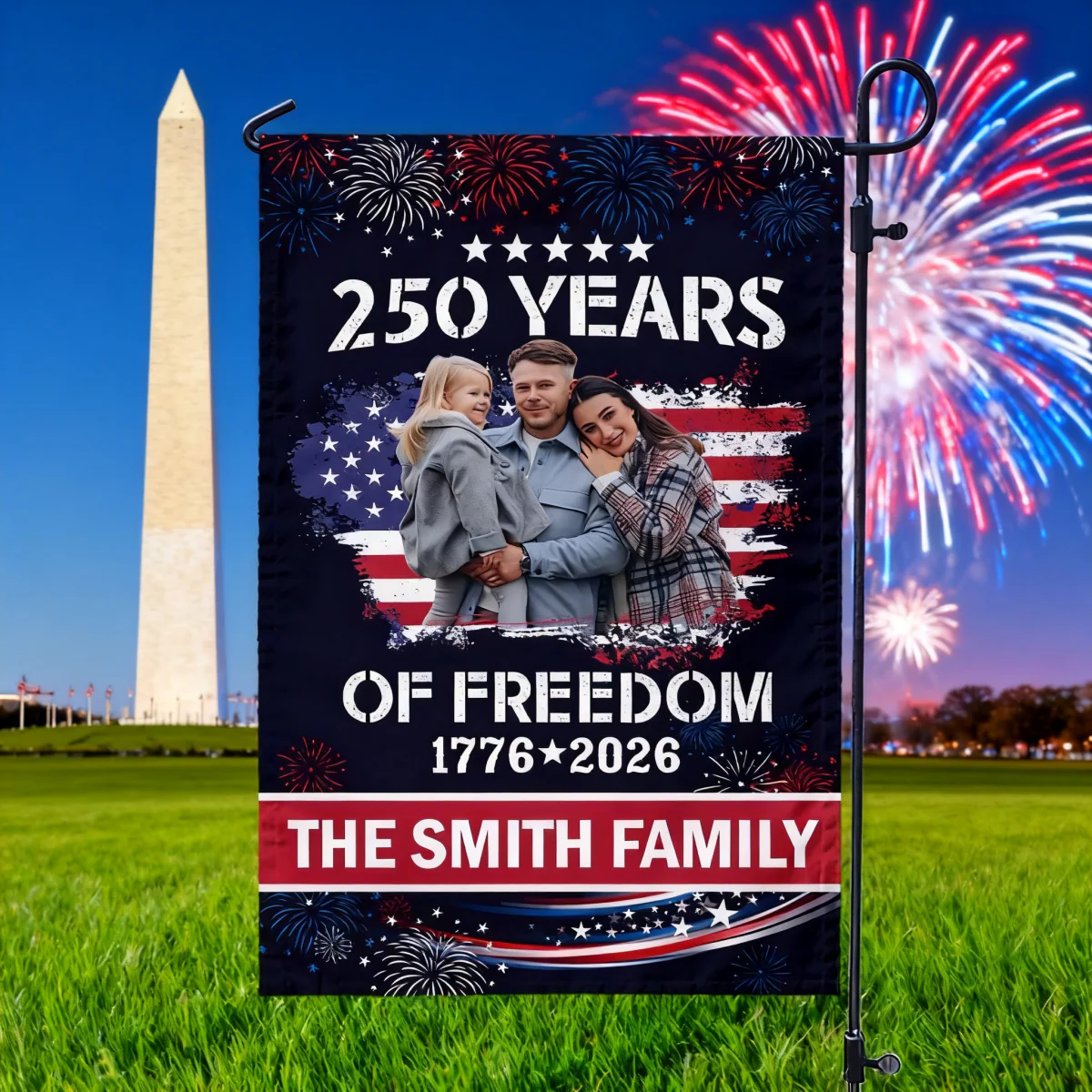 Family Photo Celebrate 250 Years of America Garden Flag - Image 2