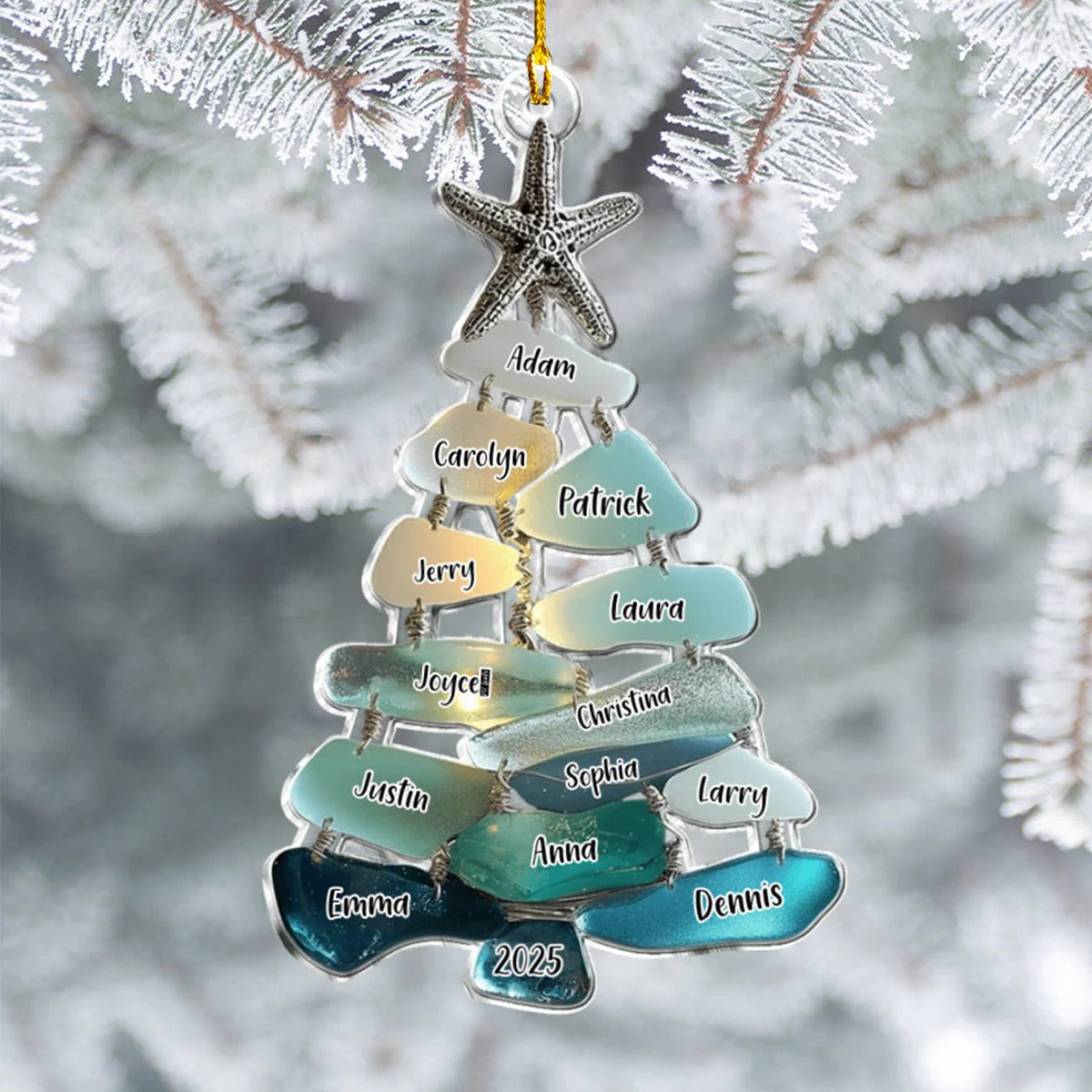 Family Sea Glass Christmas Tree - Personalized Family Ornament - Image 2