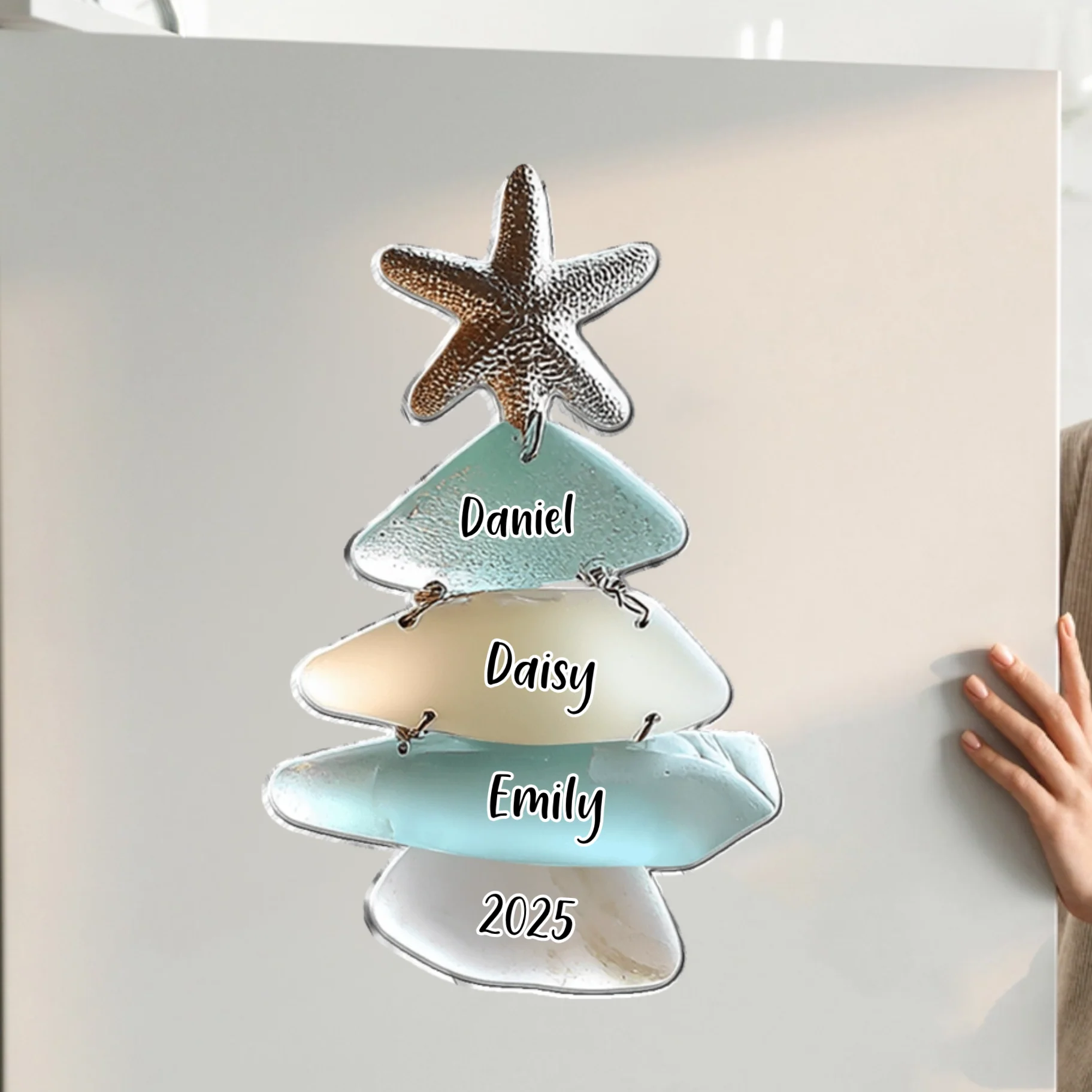 Family Sea Glass Christmas Tree - Personalized Family Sticker/Decal - Image 2