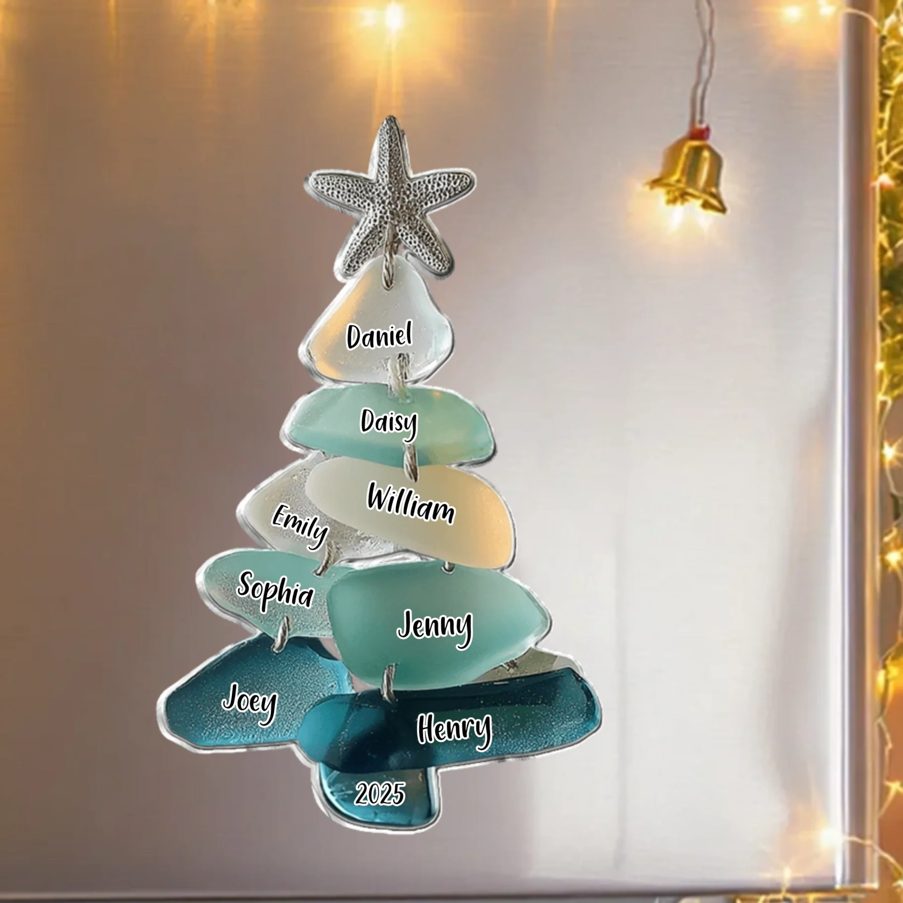Family Sea Glass Christmas Tree - Personalized Family Sticker/Decal - Image 3