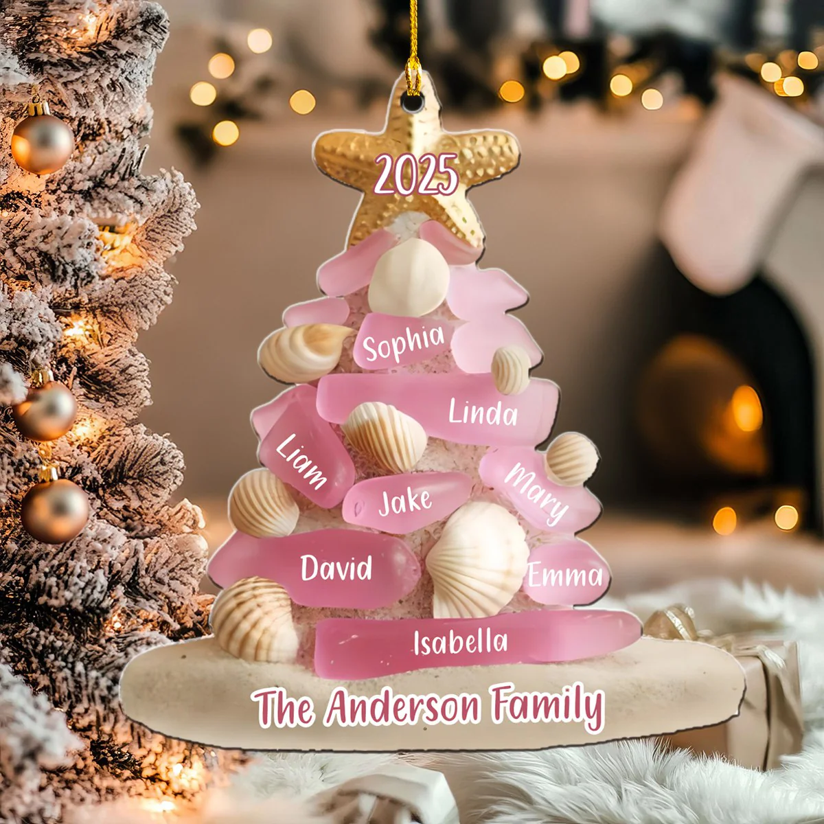 Family Sea Glass Christmas Tree - Personalized Ornament - Image 5
