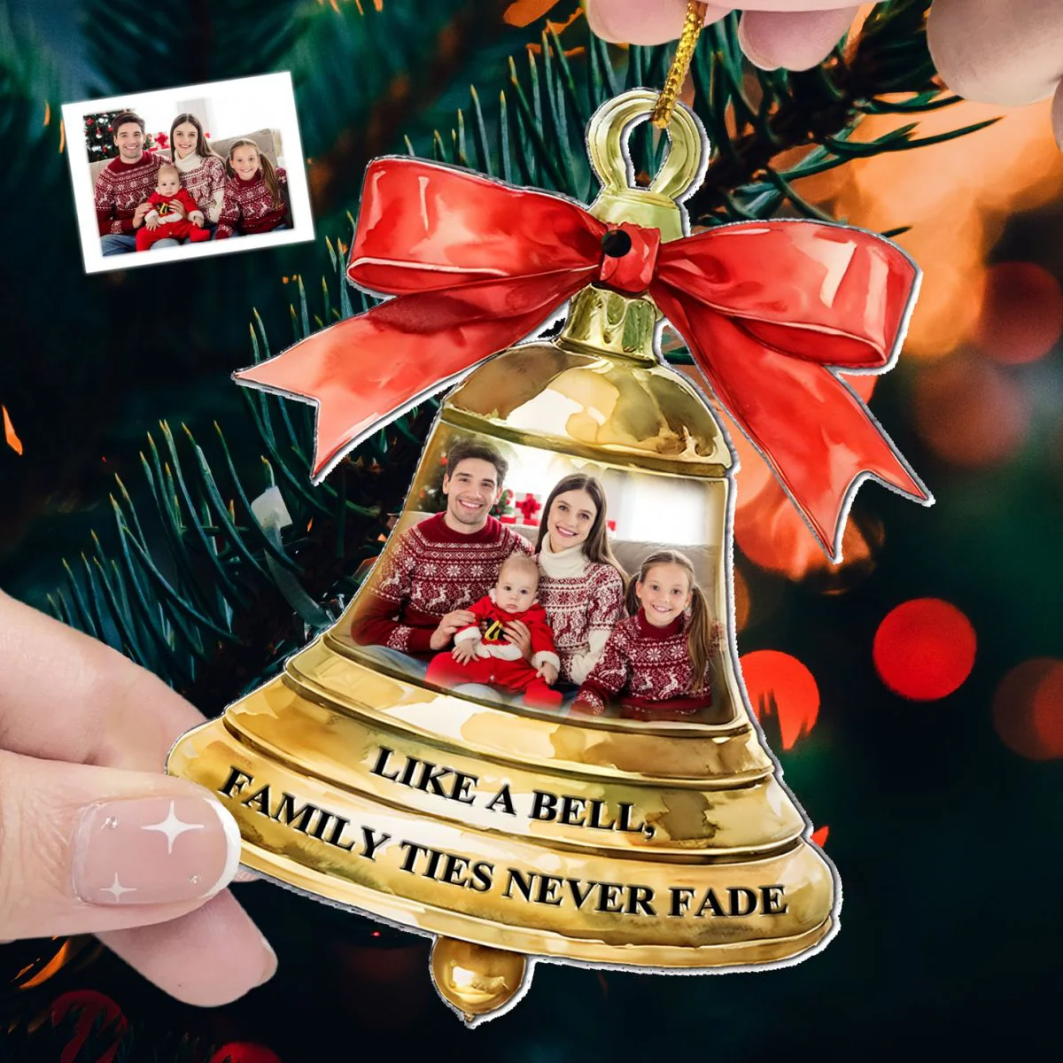 Family Ties Never Fade Personalized Acrylic Photo Ornament - Image 3