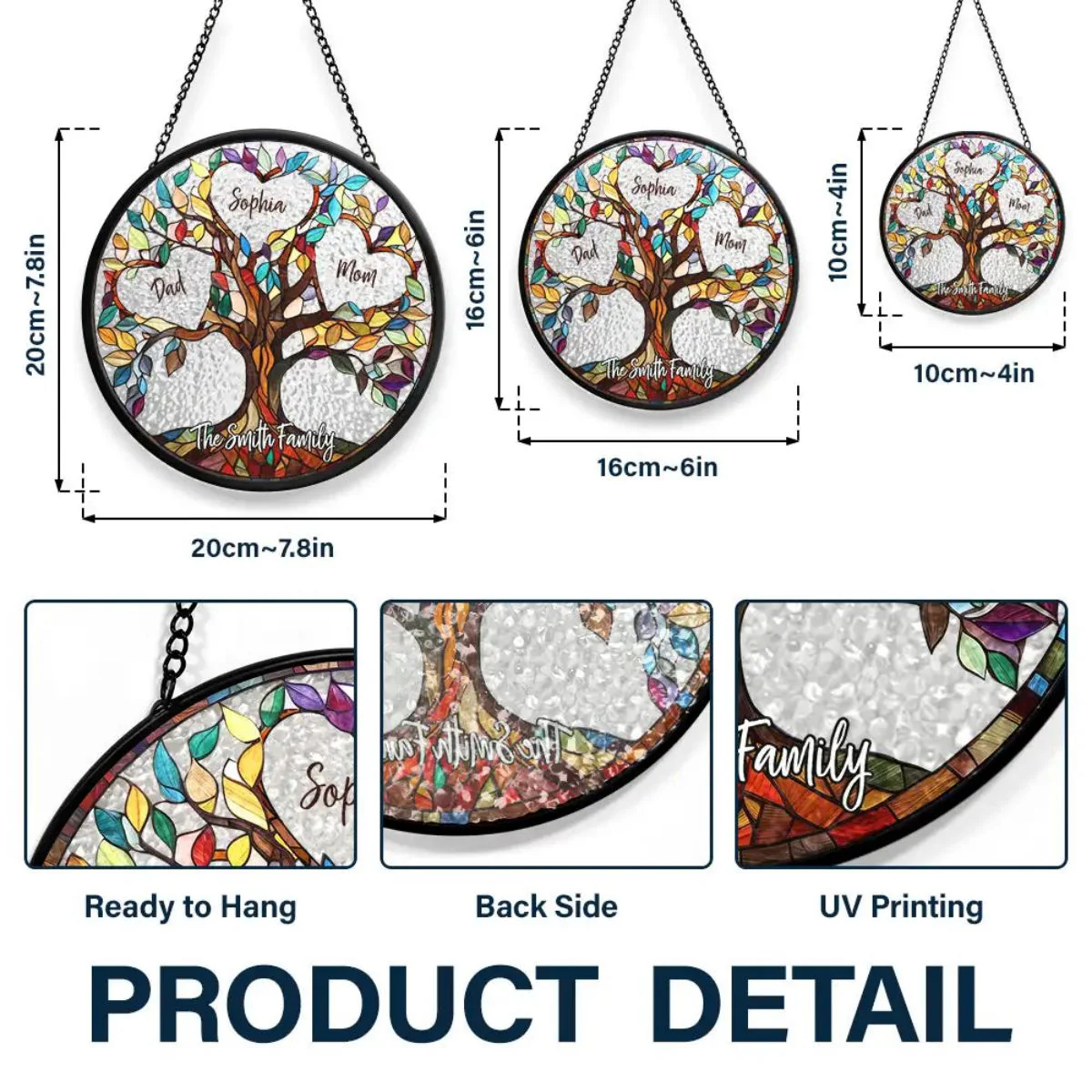 Family Unbreakable Bond Tree Of Life - Personalized Stained Glass Window Hanging Suncatcher - Image 5