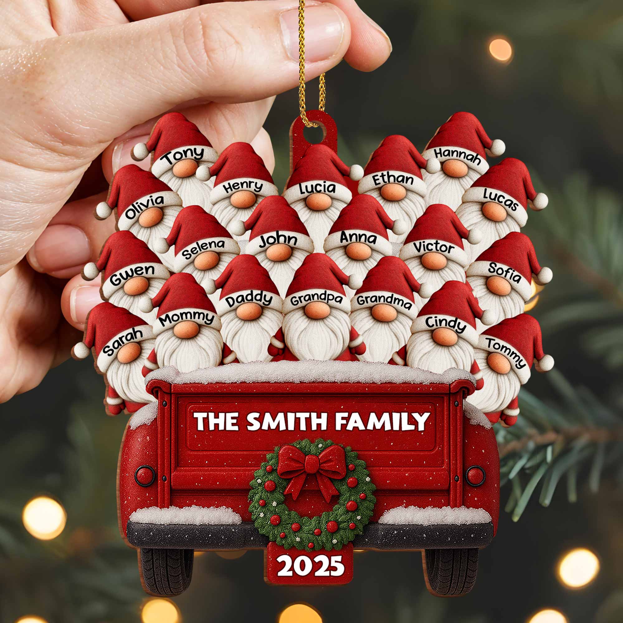 Family Vintage Truck Christmas Ornament,Personalized Custom Wood Ornament - Image 3