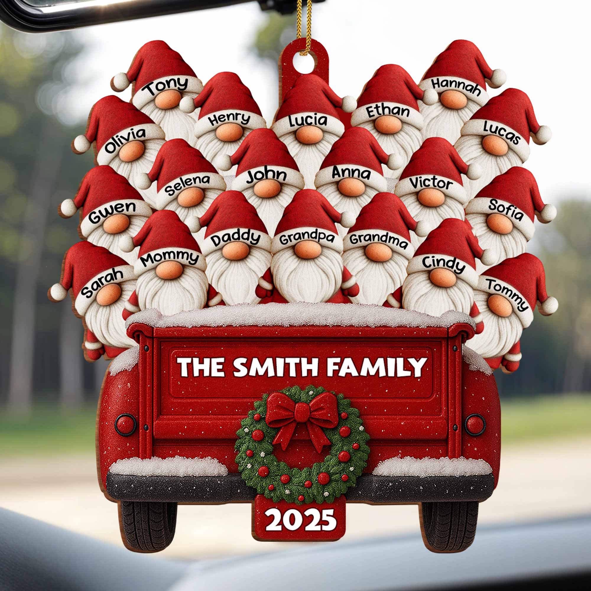 Family Vintage Truck Christmas Ornament,Personalized Custom Wood Ornament - Image 4