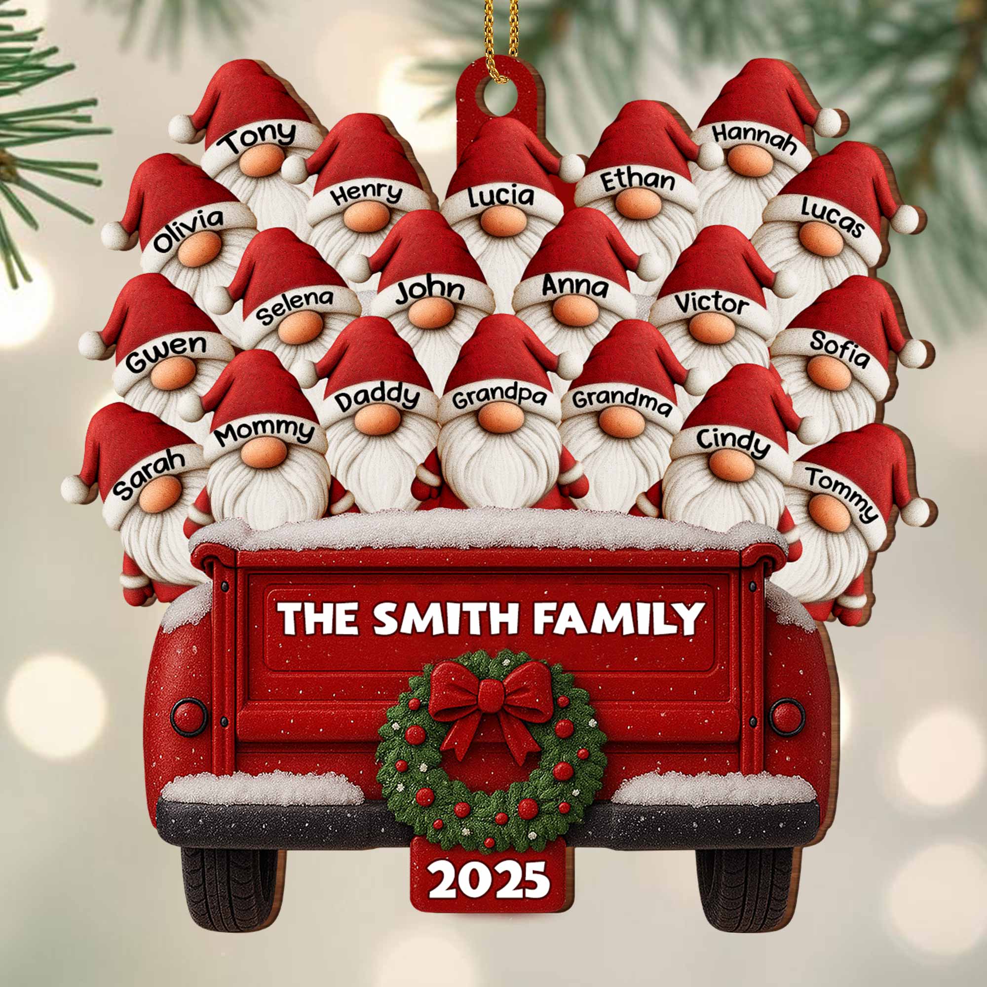 Family Vintage Truck Christmas Ornament,Personalized Custom Wood Ornament - Image 5