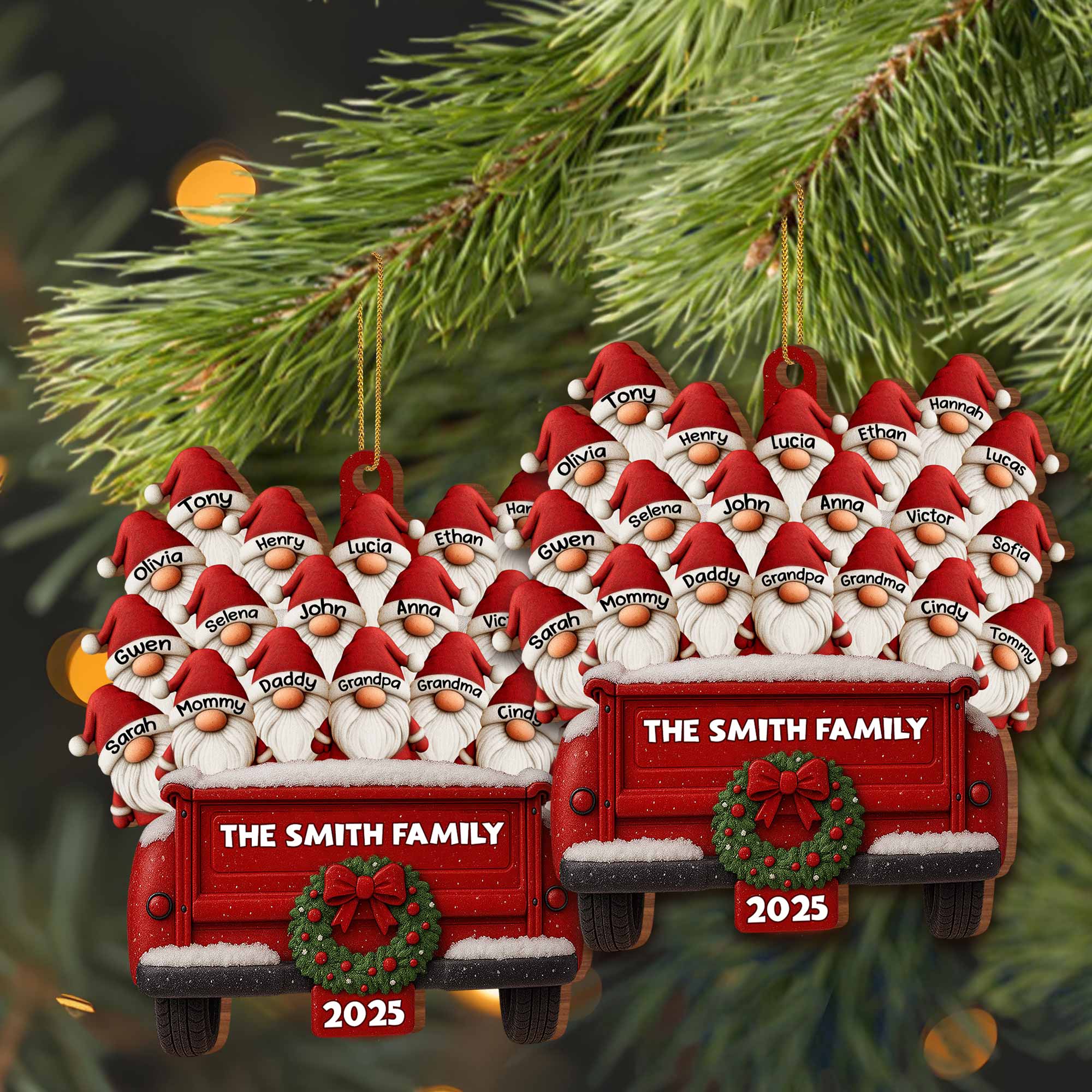 Family Vintage Truck Christmas Ornament,Personalized Custom Wood Ornament - Image 7
