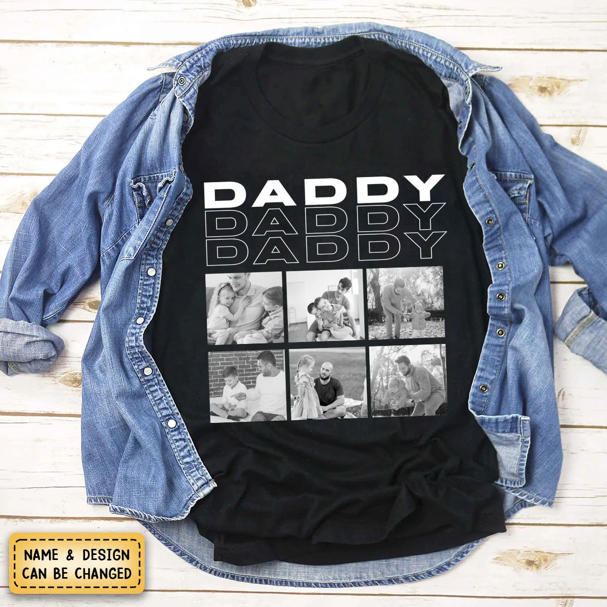 Father - Custom Photo - Personalized Pure Cotton T-Shirt - Image 2