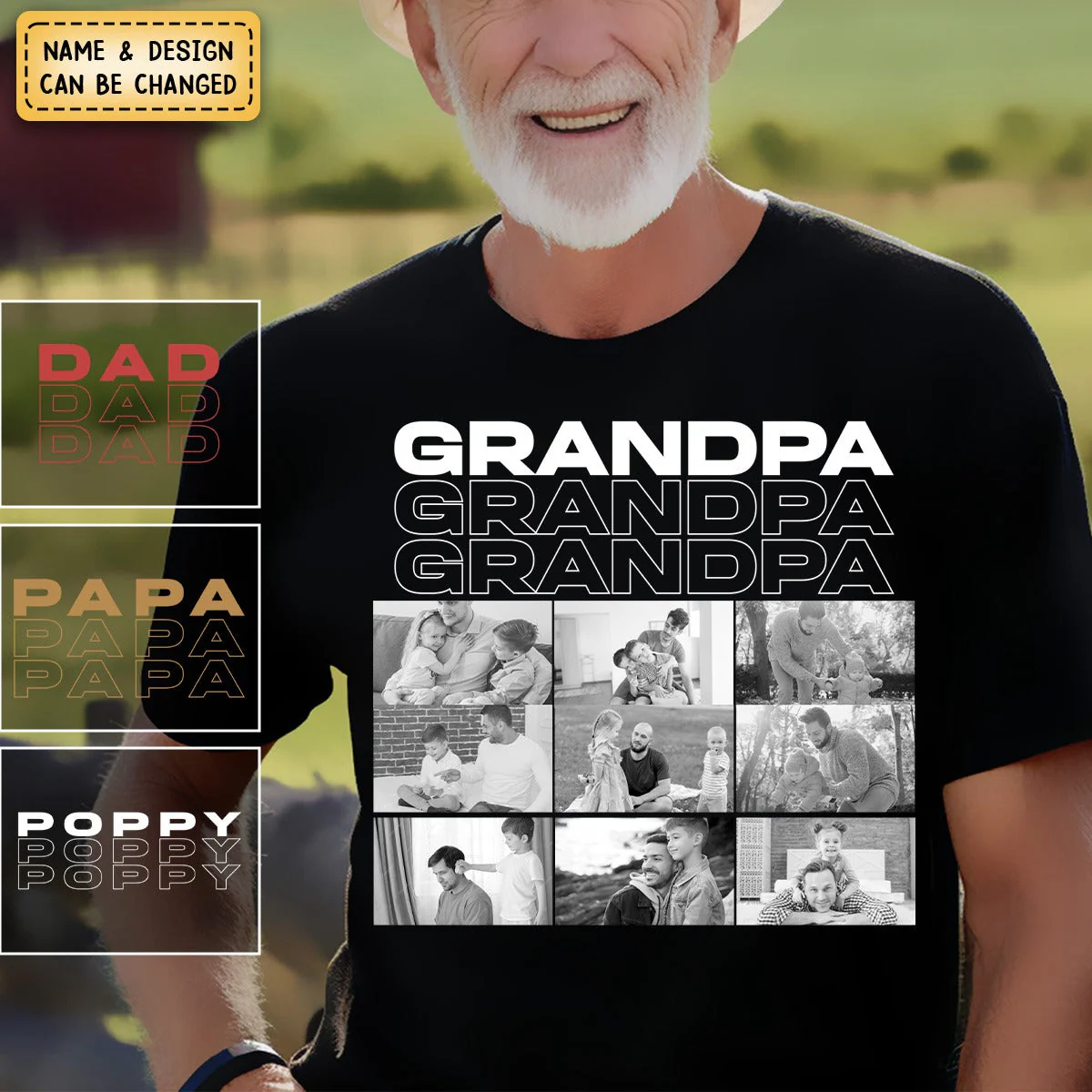 Father - Custom Photo - Personalized Pure Cotton T-Shirt - Image 5