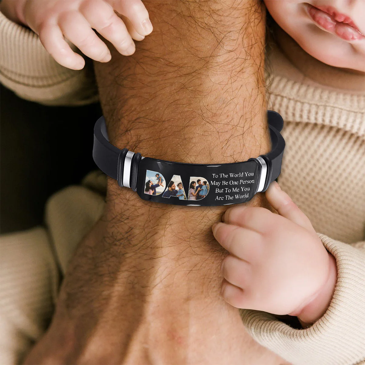 Father - To Me You Are The World - Personalized Bracelet - Image 2