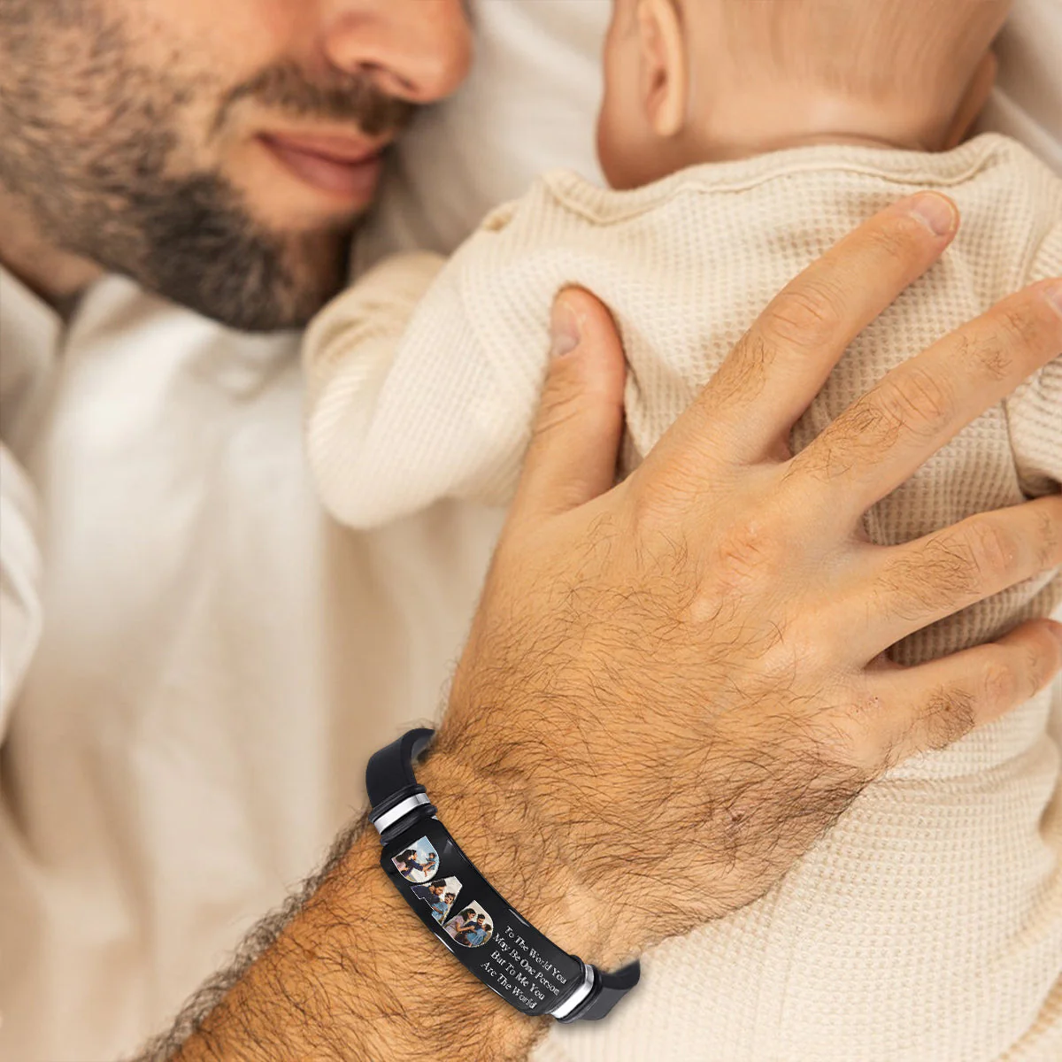 Father - To Me You Are The World - Personalized Bracelet - Image 3