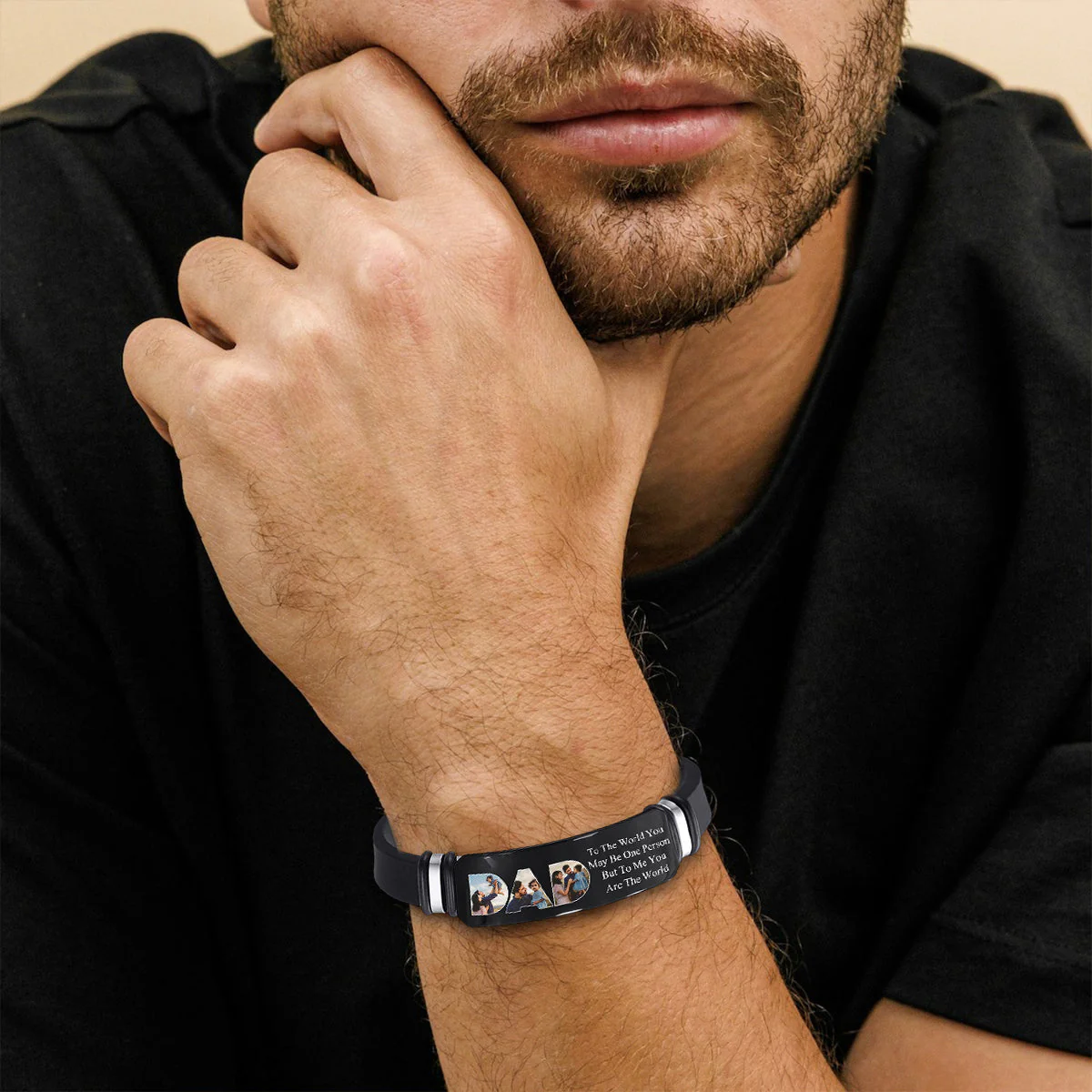 Father - To Me You Are The World - Personalized Bracelet - Image 4